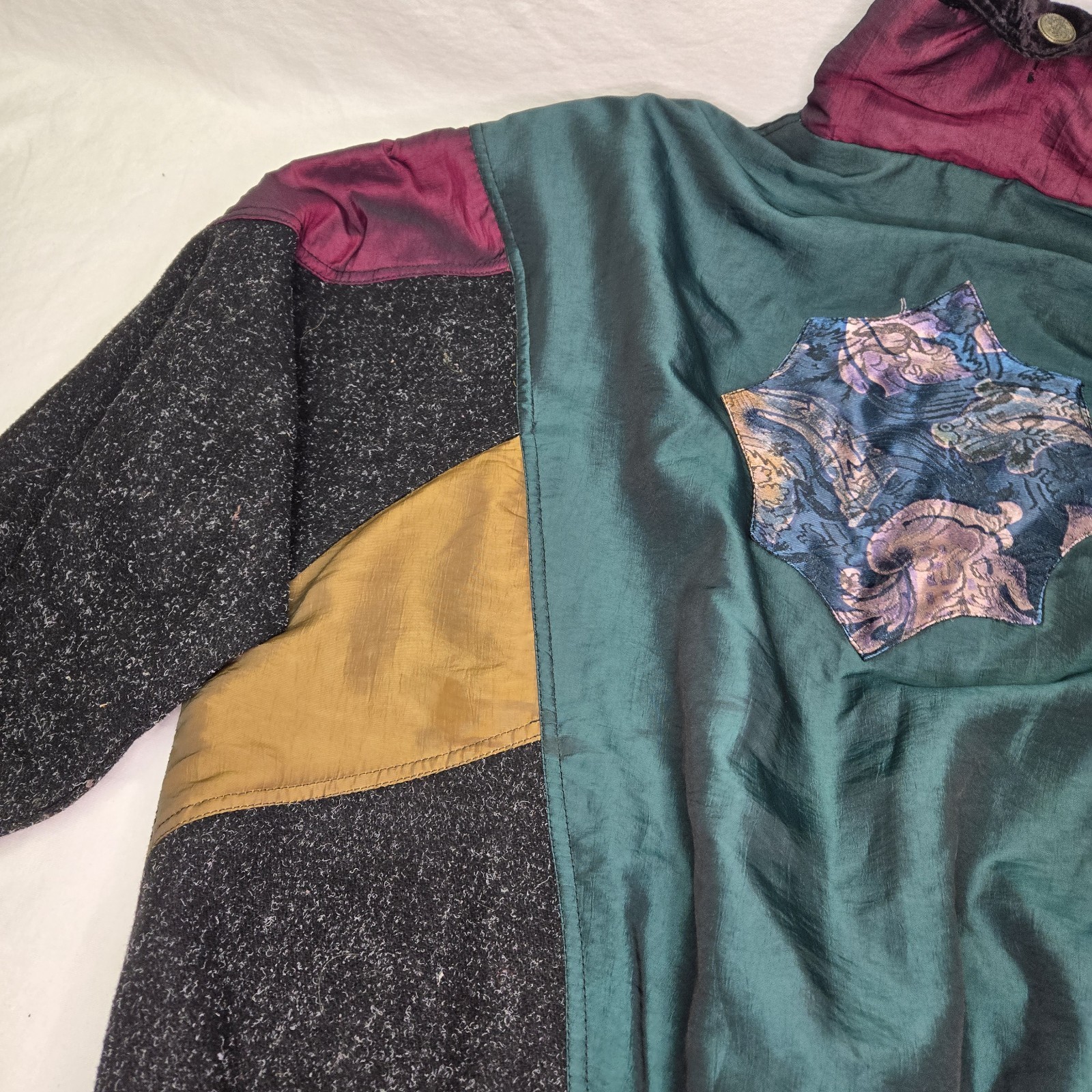 Vintage Charles Klein Women’s Jacket 2X Colorblock Patchwork 80s 90s