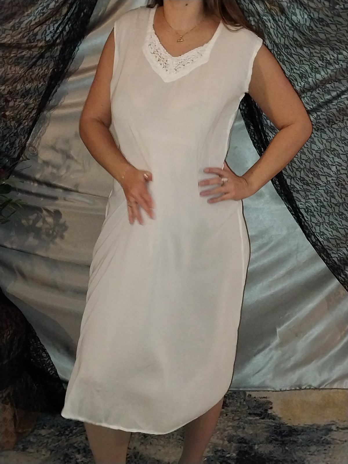 VTG gauze Rayon semi sheer Ethel Cain Esque Notebook River Dress Crochet Boho 46