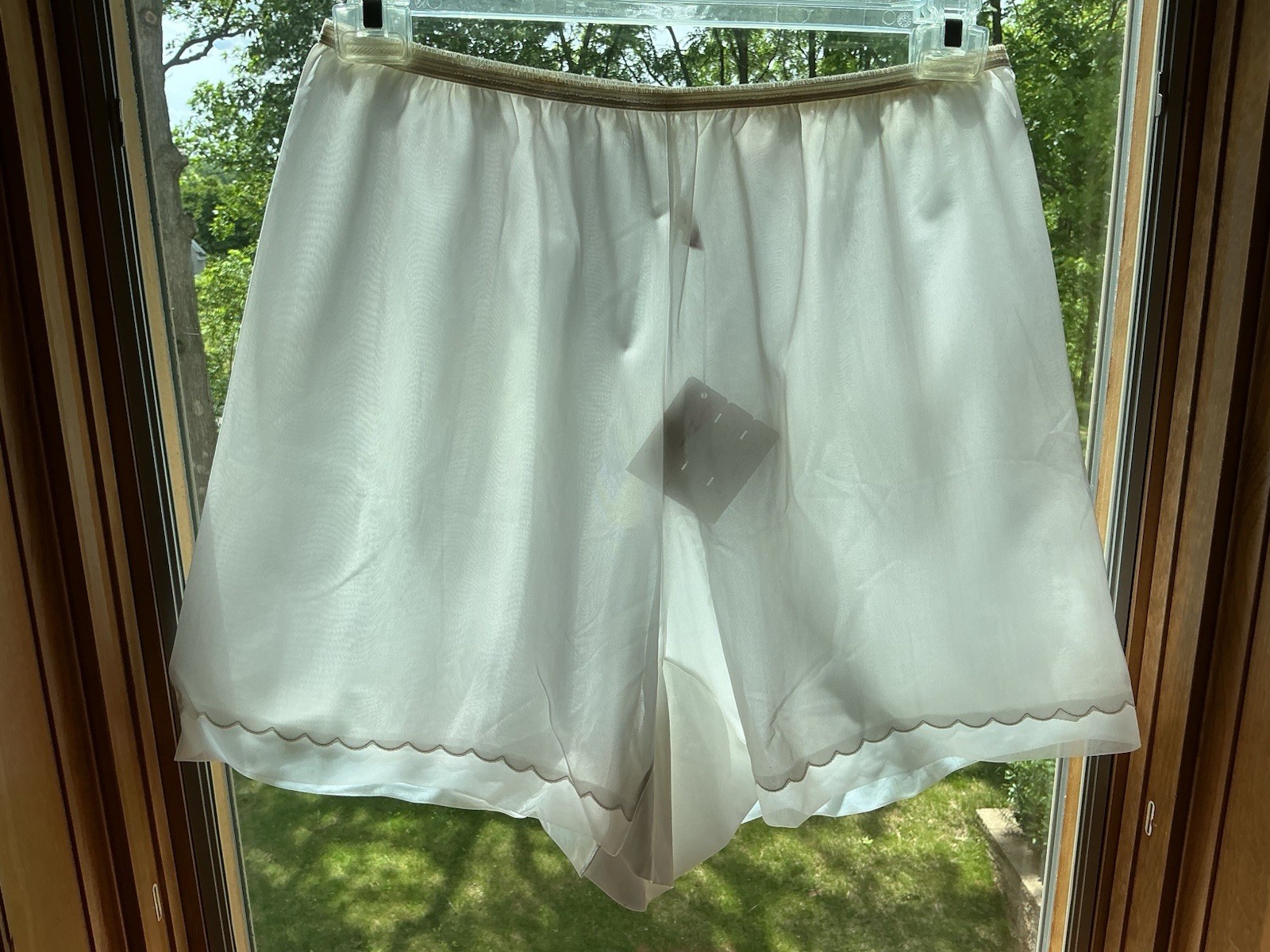 Vintage 1980s Shadowline Nylon Tricot White Slip Panties Wide Gusset Sz 9