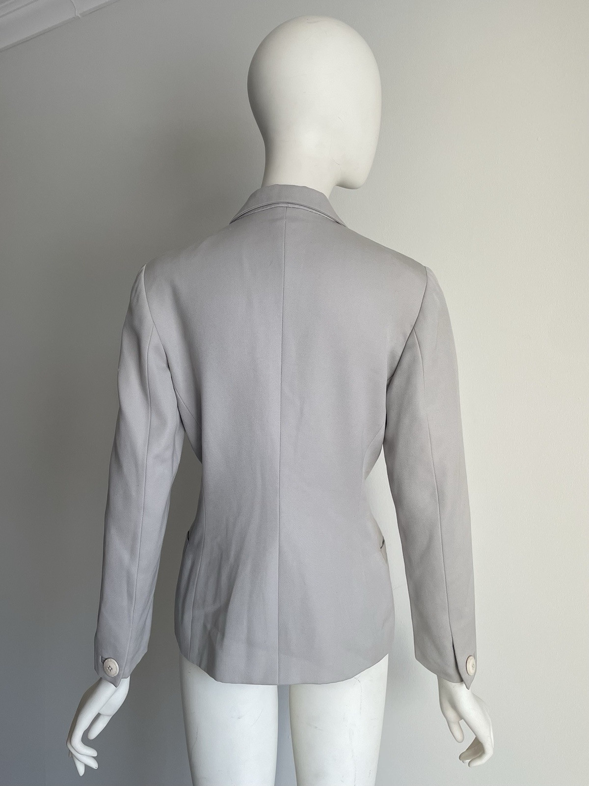 Vintage 1990s Gianni Versace Light Gray Wool Double Breasted Blazer Jacket 40