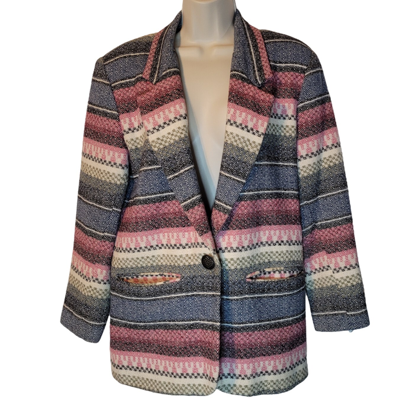 Vintage 80s Ivy Club Classics Blazer Sz Med Aztec Native Beautiful Colors Lined