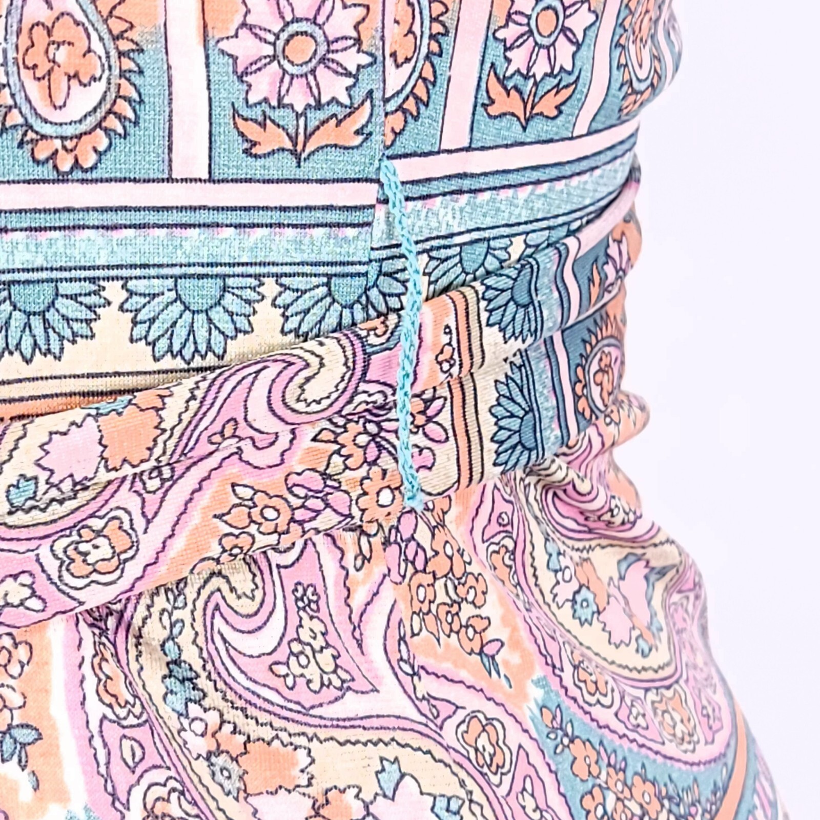 Carillon New York Vintage Paisley Floral Print Belted Sheath Dress Pink Blue 10