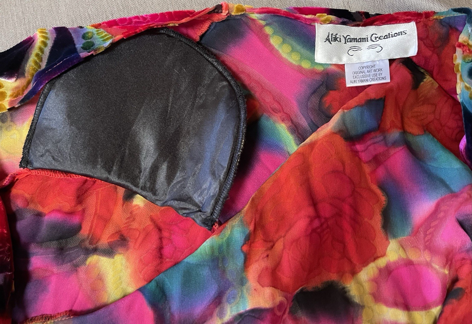 Vintage ALIKI YAMANI CREATIONS, XL, Silk Rayon Cardigan, Burn Out Velvet, EUC