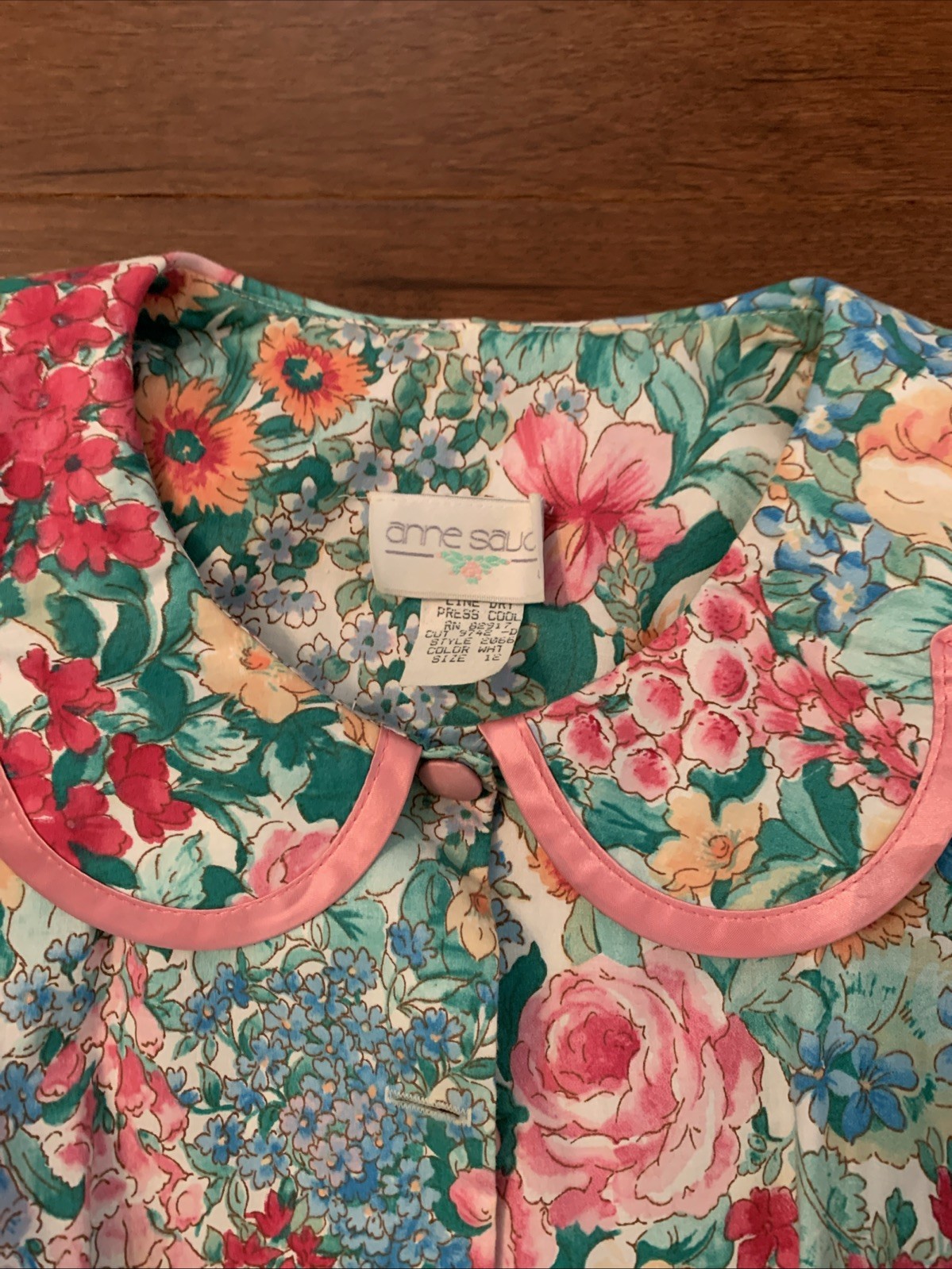 Vtg 80’s Cotton Floral Cottage Drop Waist Puff Slv Petticoat Dress Girls 12