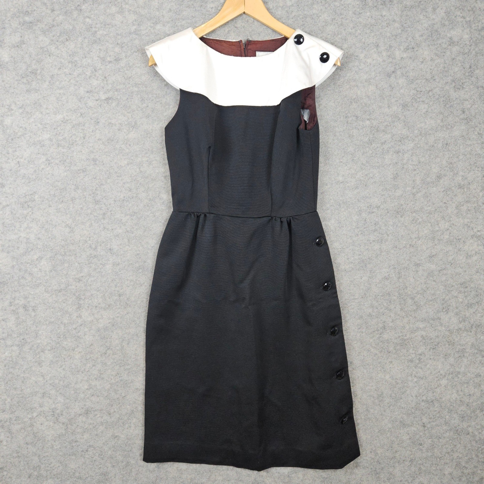 Act I New York Women’s Black & White Sheath Dress Size 7-8 Polyester Vintage Mod
