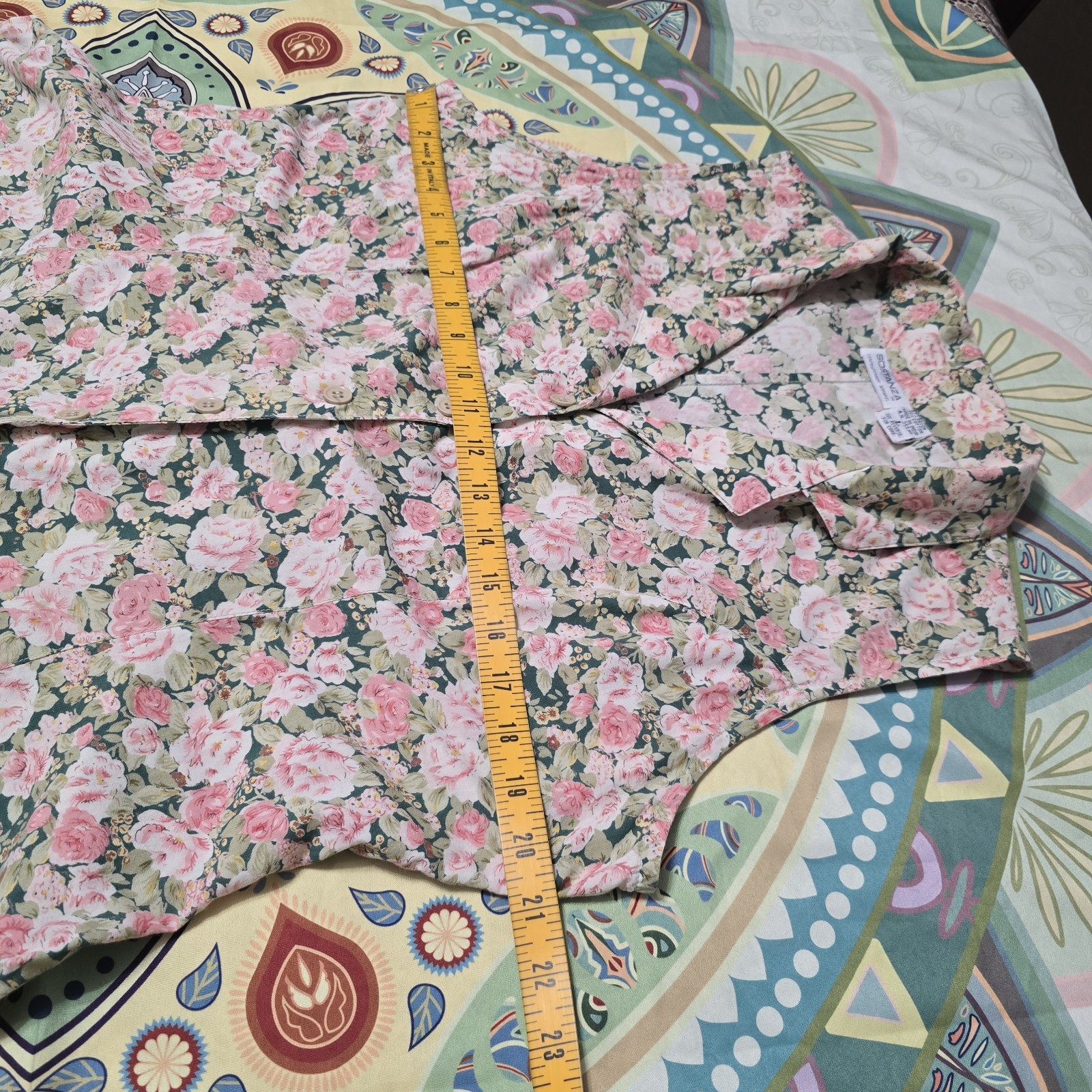 Sostanza Floral Sleeveless Playsuit Large Pink Green Cream Rayon Cotton