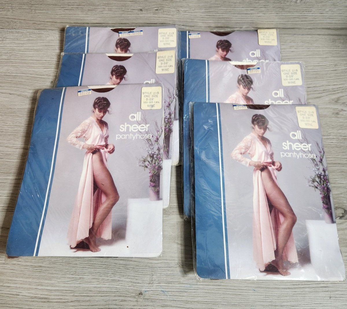 Lot of 6 Vintage Ultra Sheer Pantyhose Red Wine Color 100-160 LBS One Size 5′-8″