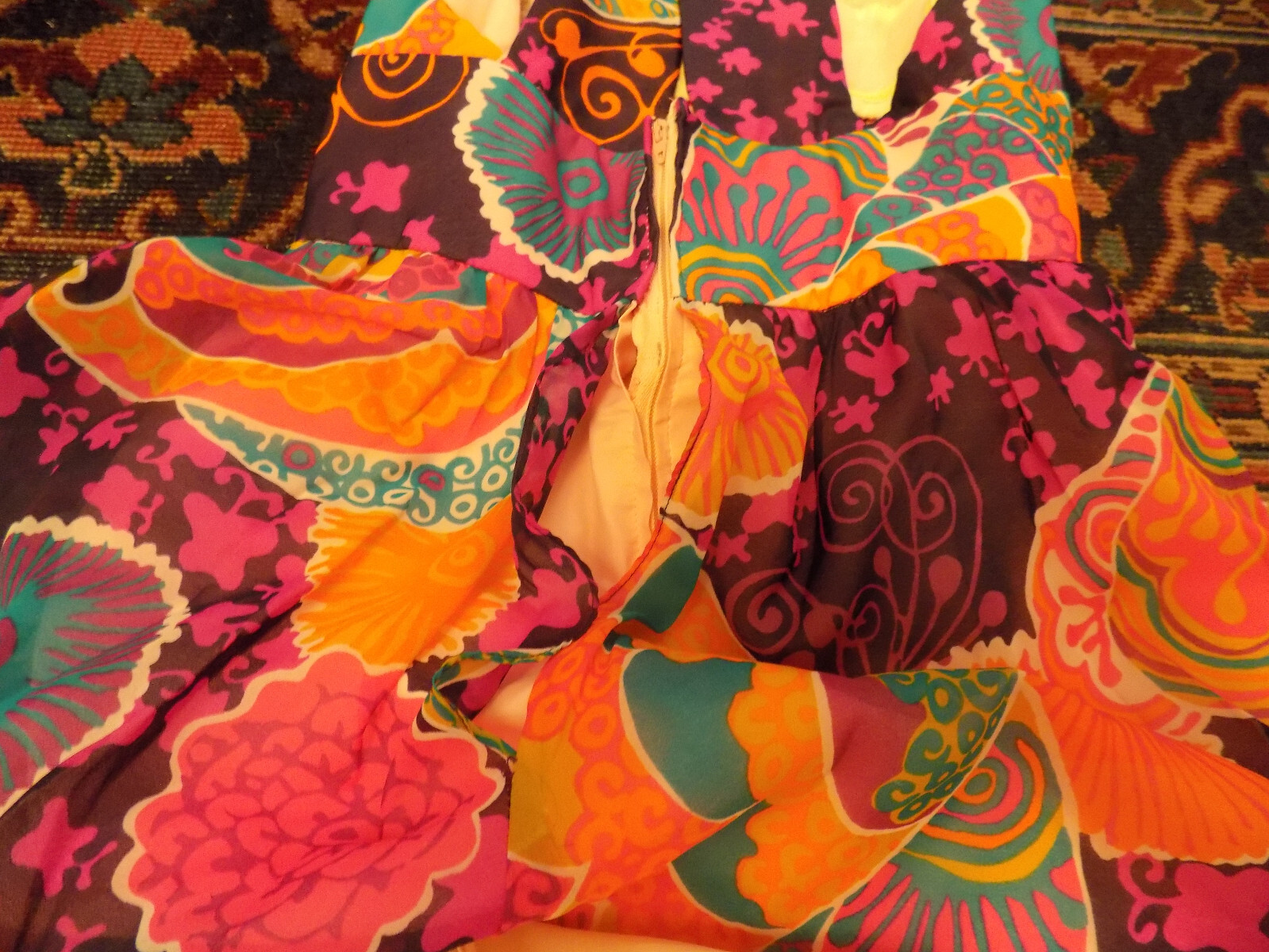 Don Luis vtg Halter Maxi Dress & Sheer Jacket BOLD Groovy Purple Orange Pink M