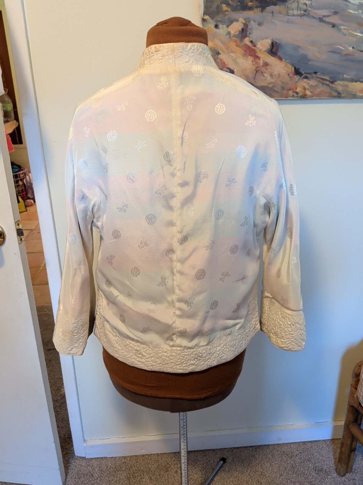 Vintage Reversible Gold/Cream Brocade Asian Style Blazer Evening 36