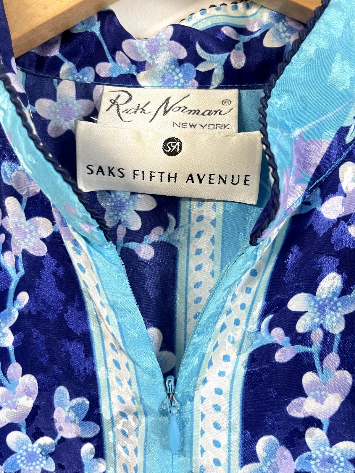 Vintage Ruth Norman Saks Fifth Avenue Caftan Maxi Dress Robe Purple Blue Size S