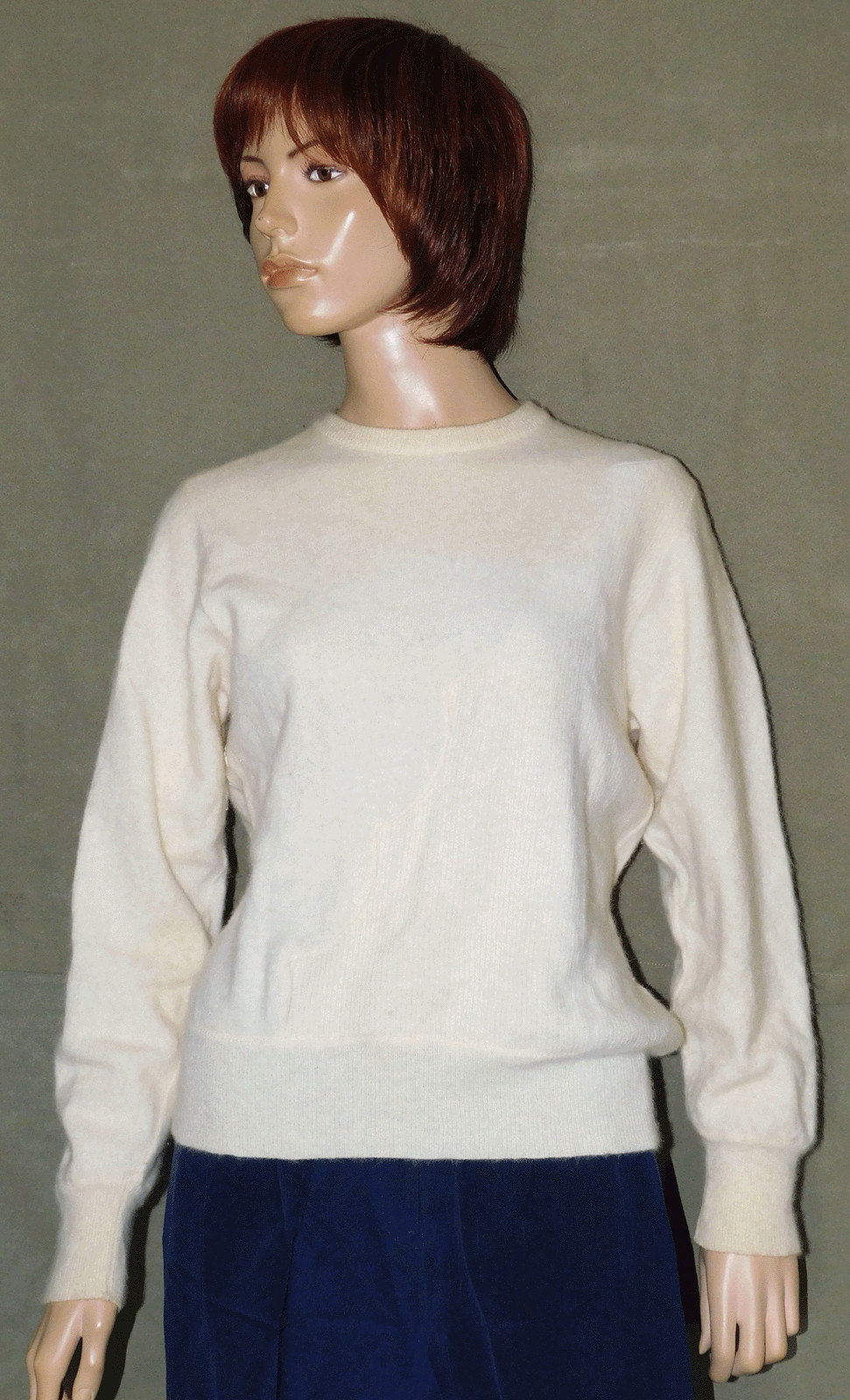 Vintage Cream Pattern Sweater, M, L, Argentina Highland Wool, Angora, VERY NICE!
