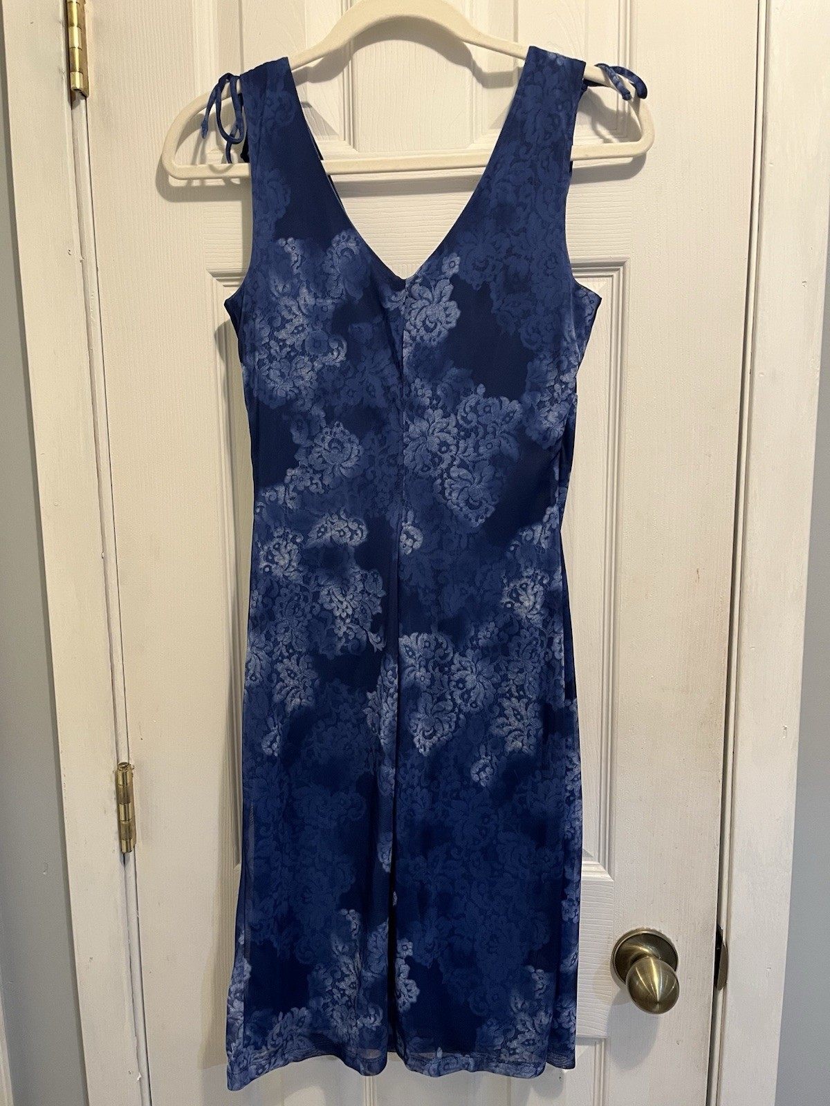Vtg Blue Floral Slip Dress Empire Waist Fully Lined Sleeveless 90’s Size M-read