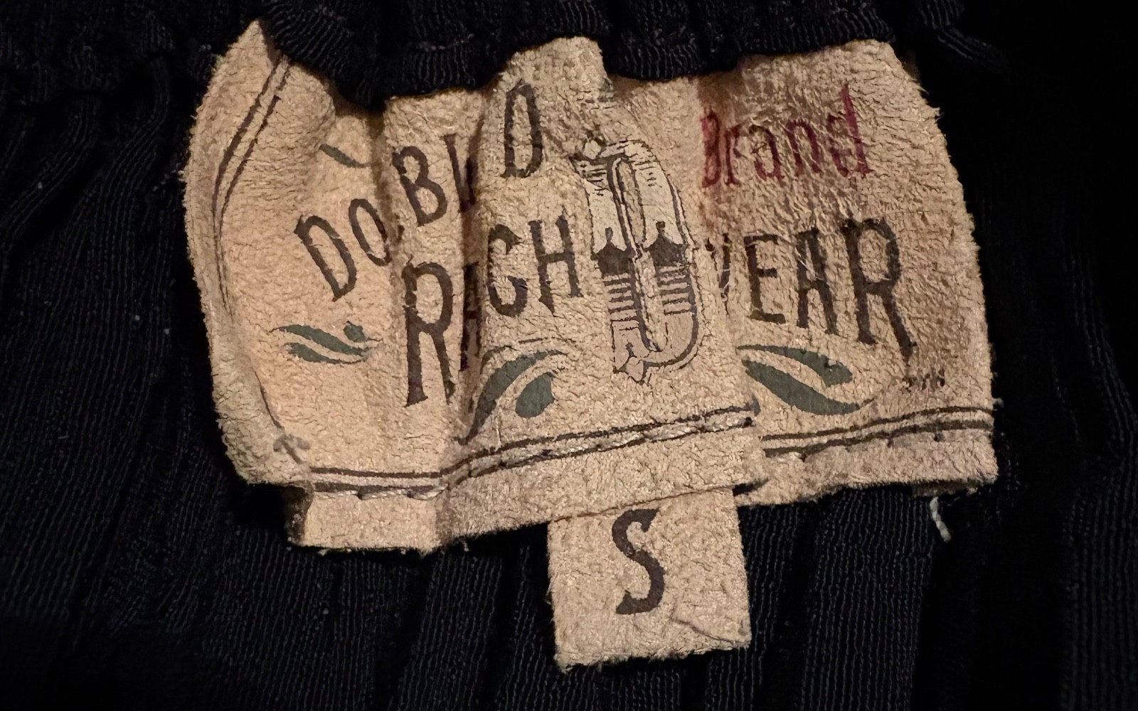 Vtg DOUBLE D RANCH WEAR Maxi BLACK CRINKLE BROOMSTICK SKIRT Embroidered RED S!