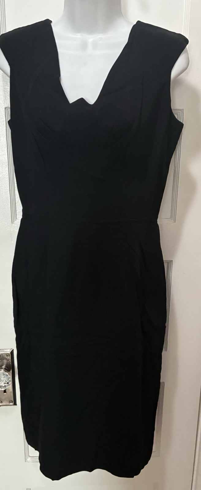 Vtg 50s 60s MR. RAY Black Cocktail Wiggle Audrey Metal Zipper Lined Pinup Dress