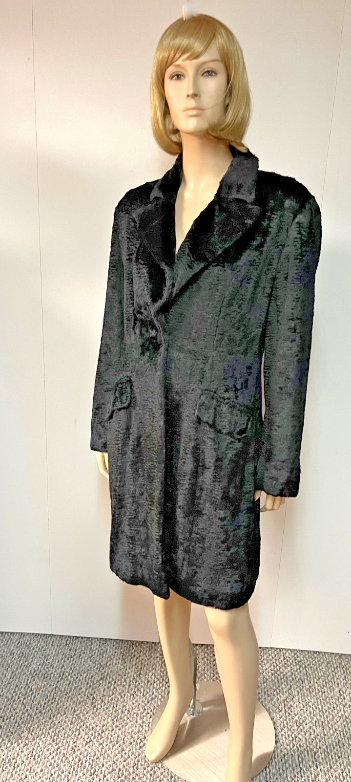 Vintage J Peterman Tour de Force Persian Lamb Velvet Jacket Size 12 Bust 40
