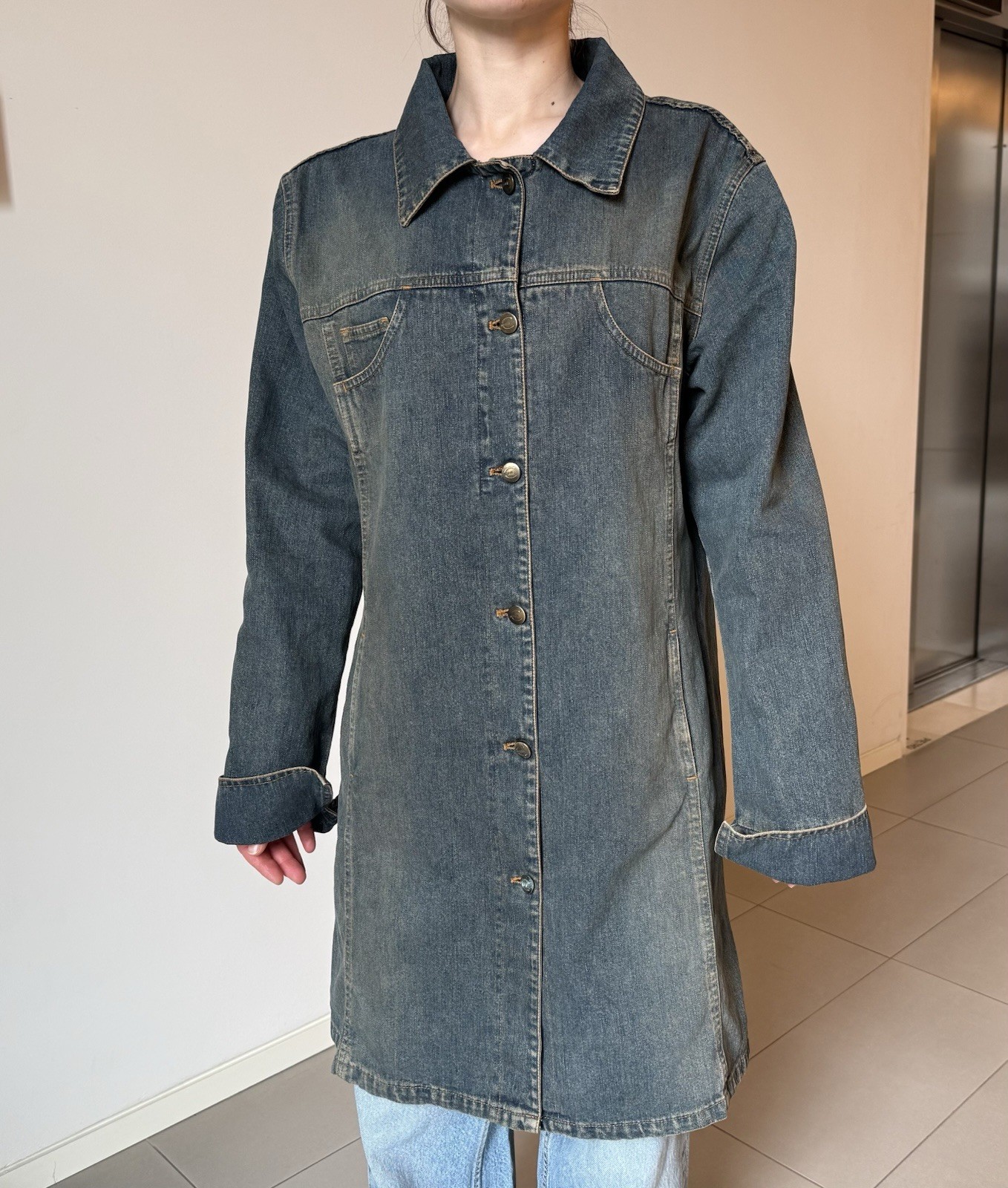 DDP Vintage 2000s Just Cavalli Womens Denim Long Jacket Washed y2k size 30/44
