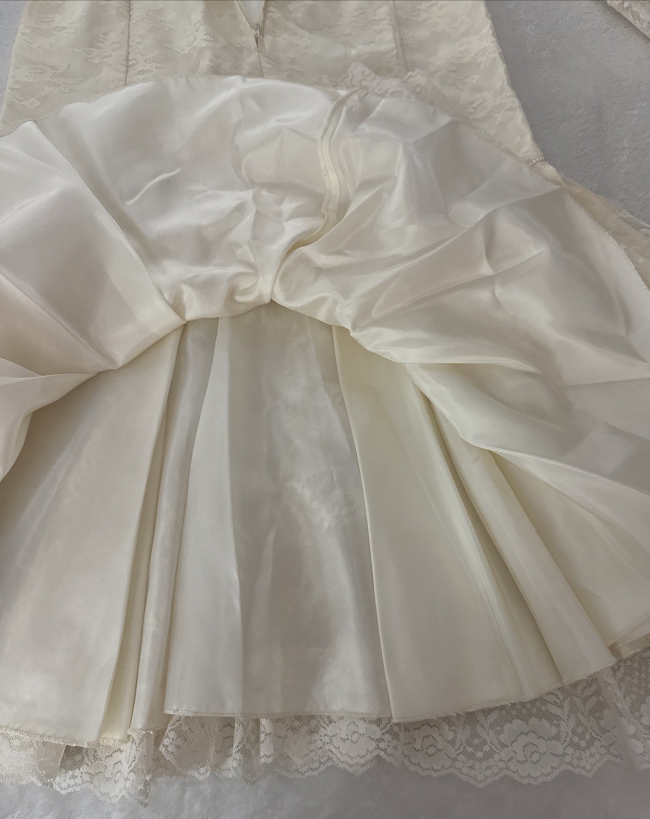 Vintage Handmade Ivory Mermaid Style Drop Waist Wedding Dress Lace Pearl S/M