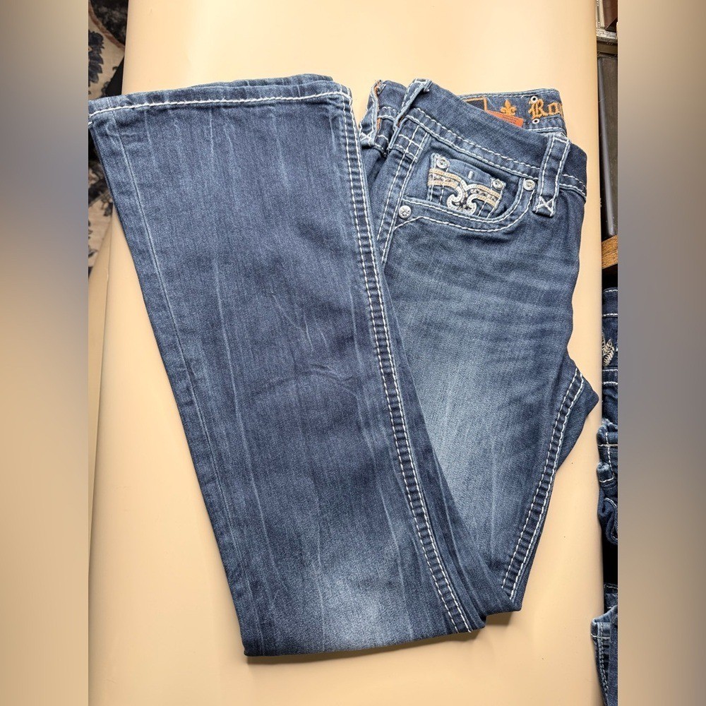 Rock Revival Boris Bootcut Jeans Womens Size 27 x 28.5 Embellished Pockets