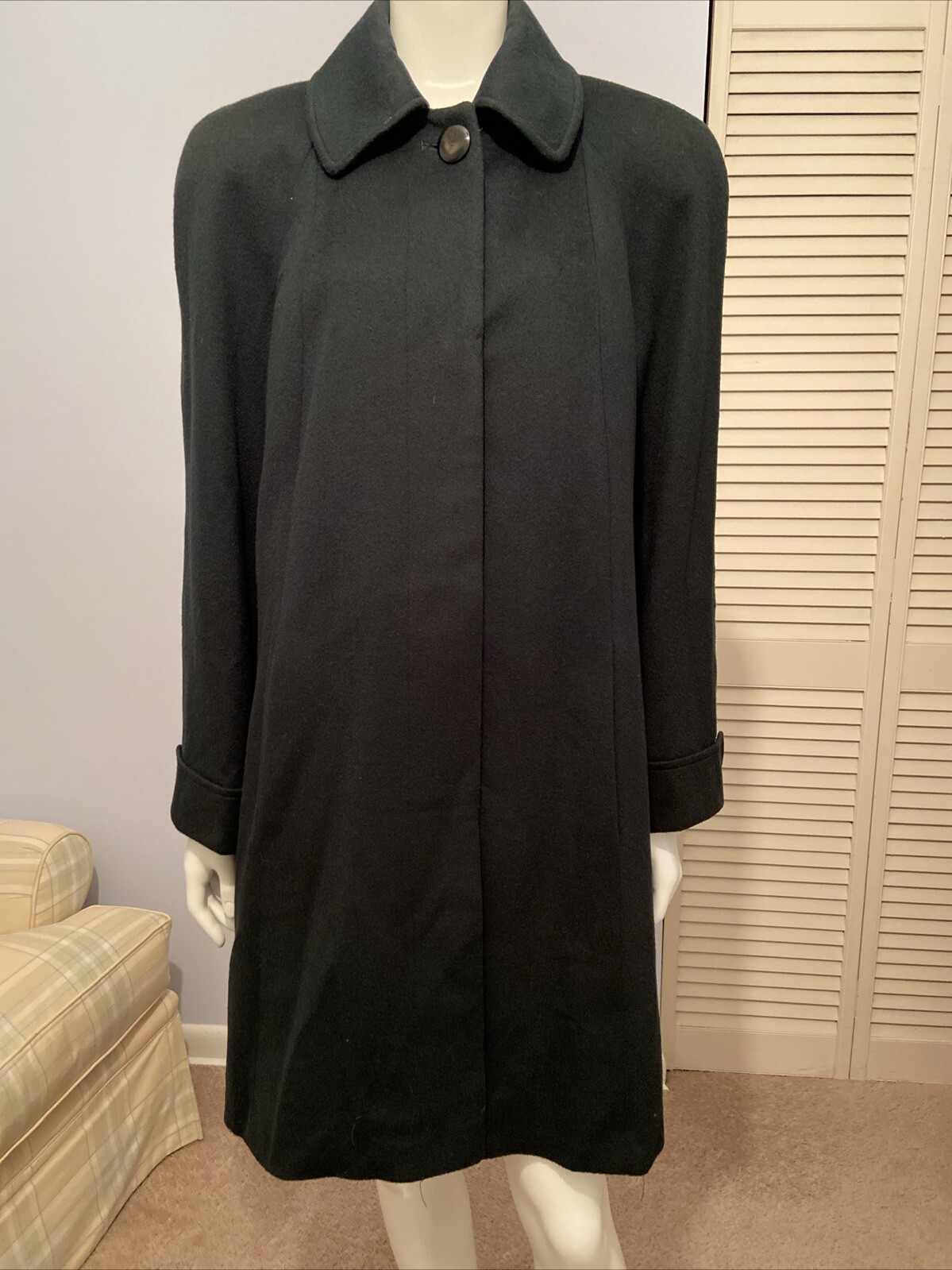 HOLLY DEB Women’s Vintage Hunter Green Wool Swing Coat Collar Pockets Lined S/M