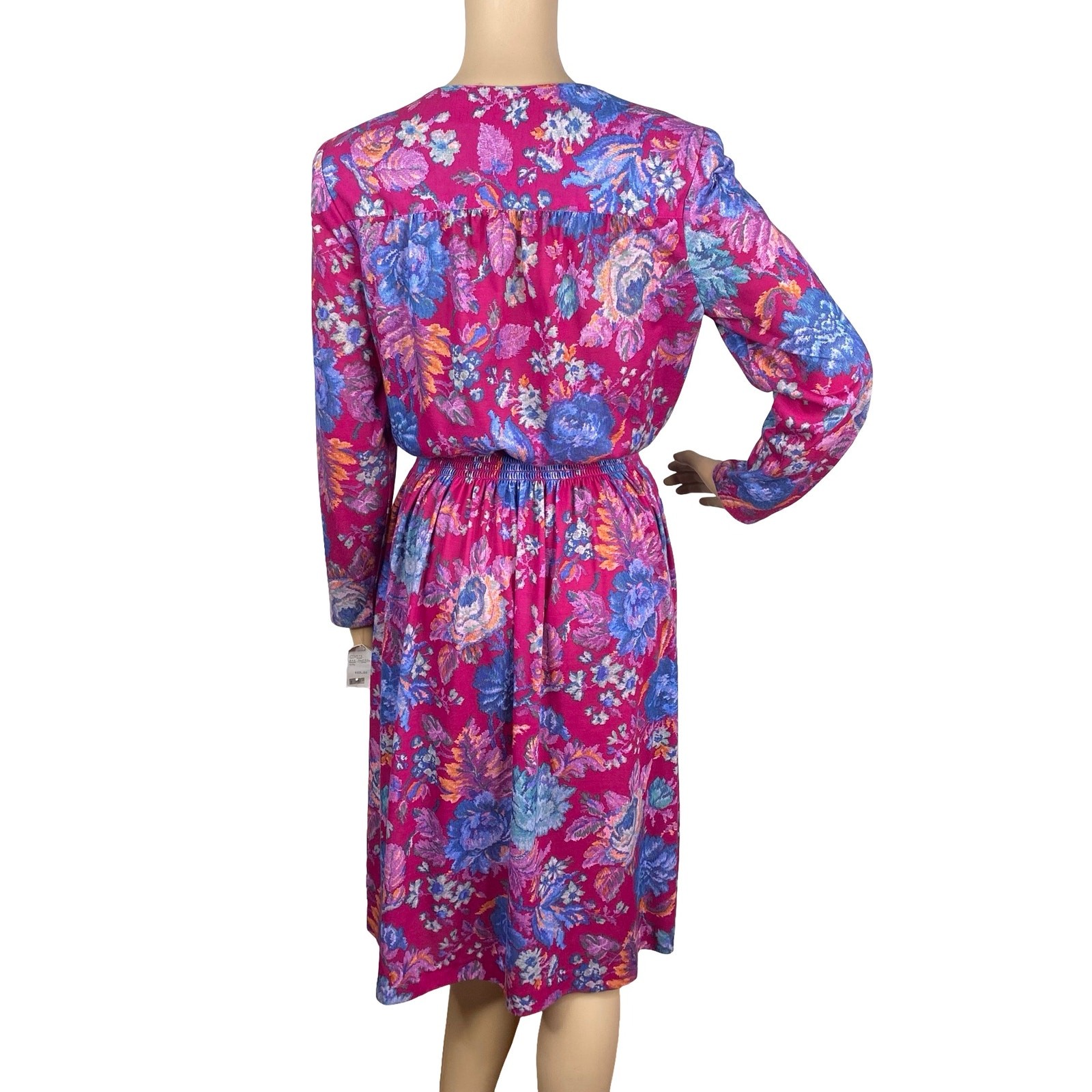 NWT Vtg 80s Taurus II Purple Floral Smocked Cottagecore Midi Dress SZ 10