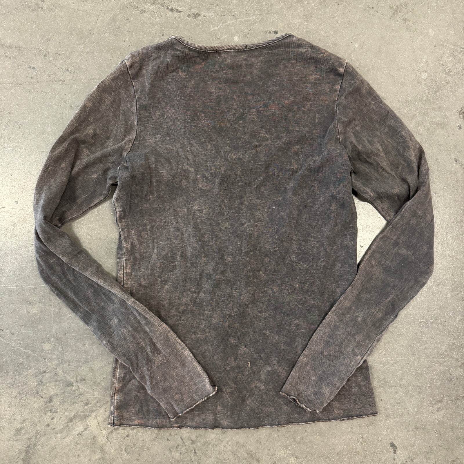 Vintage Y2K Beaded Embellished Grey Brown Acid Wash Longsleeve Xcite USA Medium