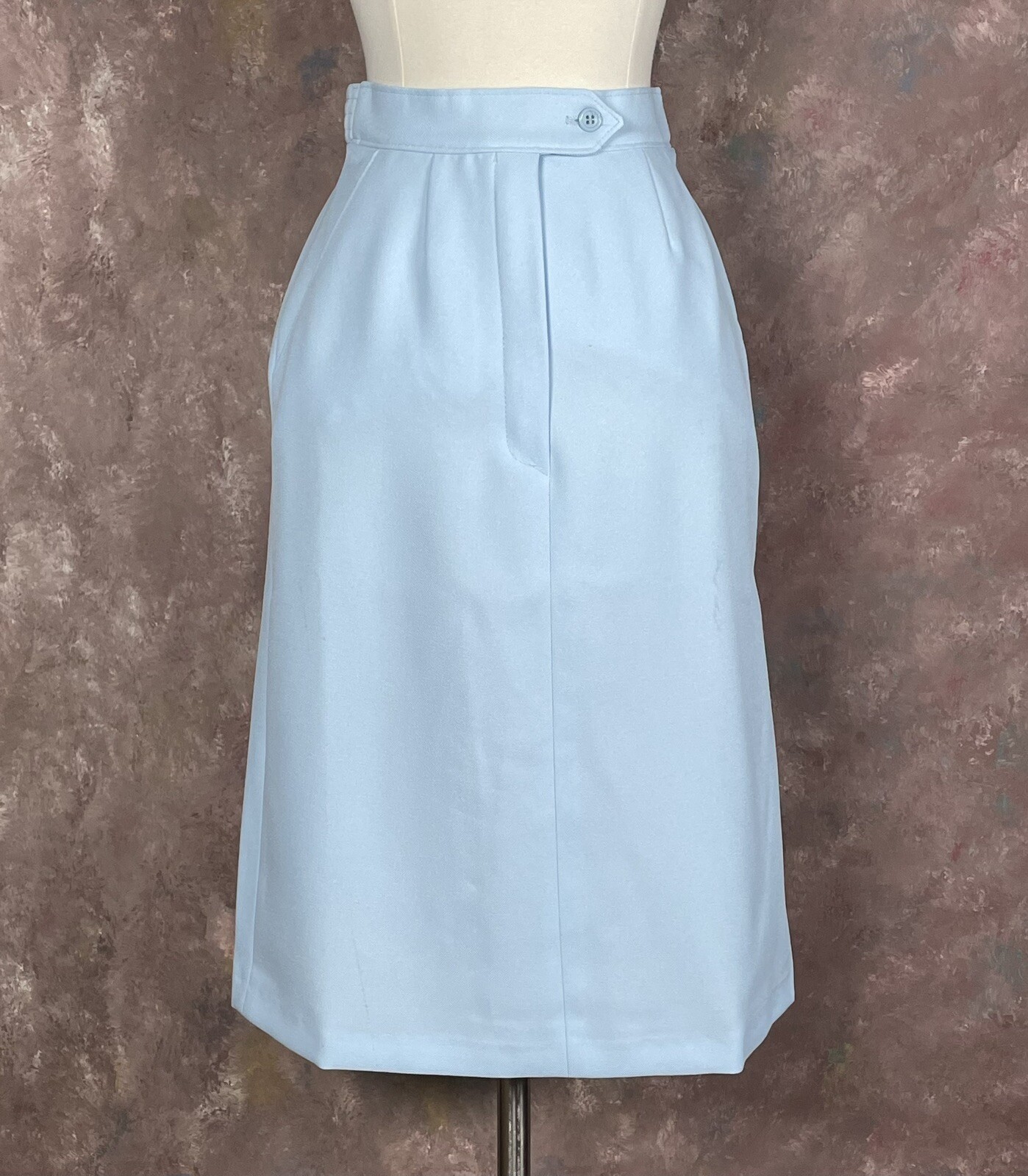 Light Blue 25″ Long Skirt Vintage 1970s Sears The Fashion Place 6P 26″ waist XS