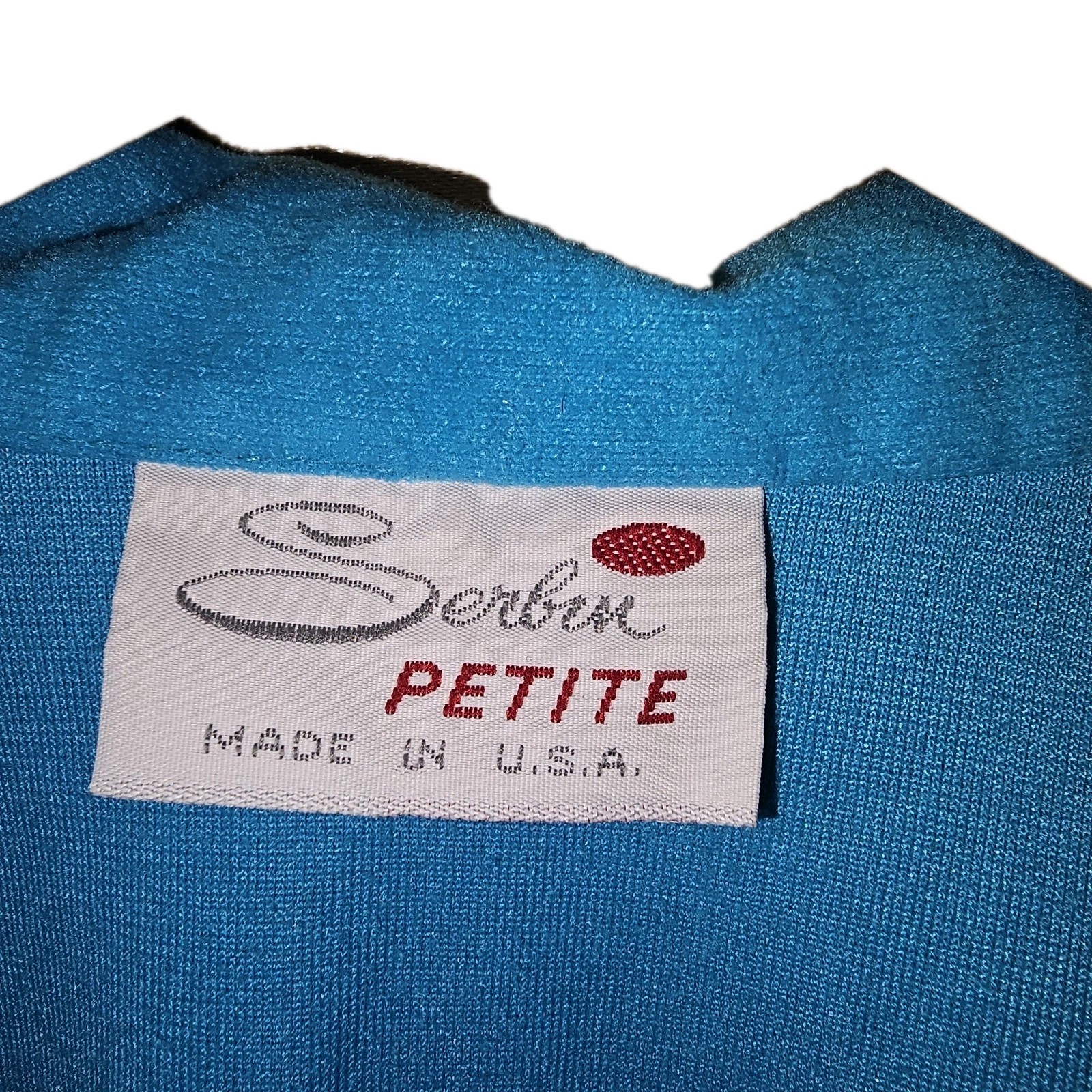 VTG Serbin PetiteM Turquoise Western Glam Studded Blouse USA Santa Fe Rodeo Boho