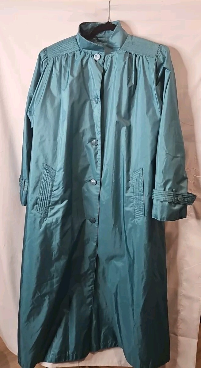 Vintage CHIANGO By Fleet Street Vintage Women’s Teal Blue Trench long Coat SZ 8