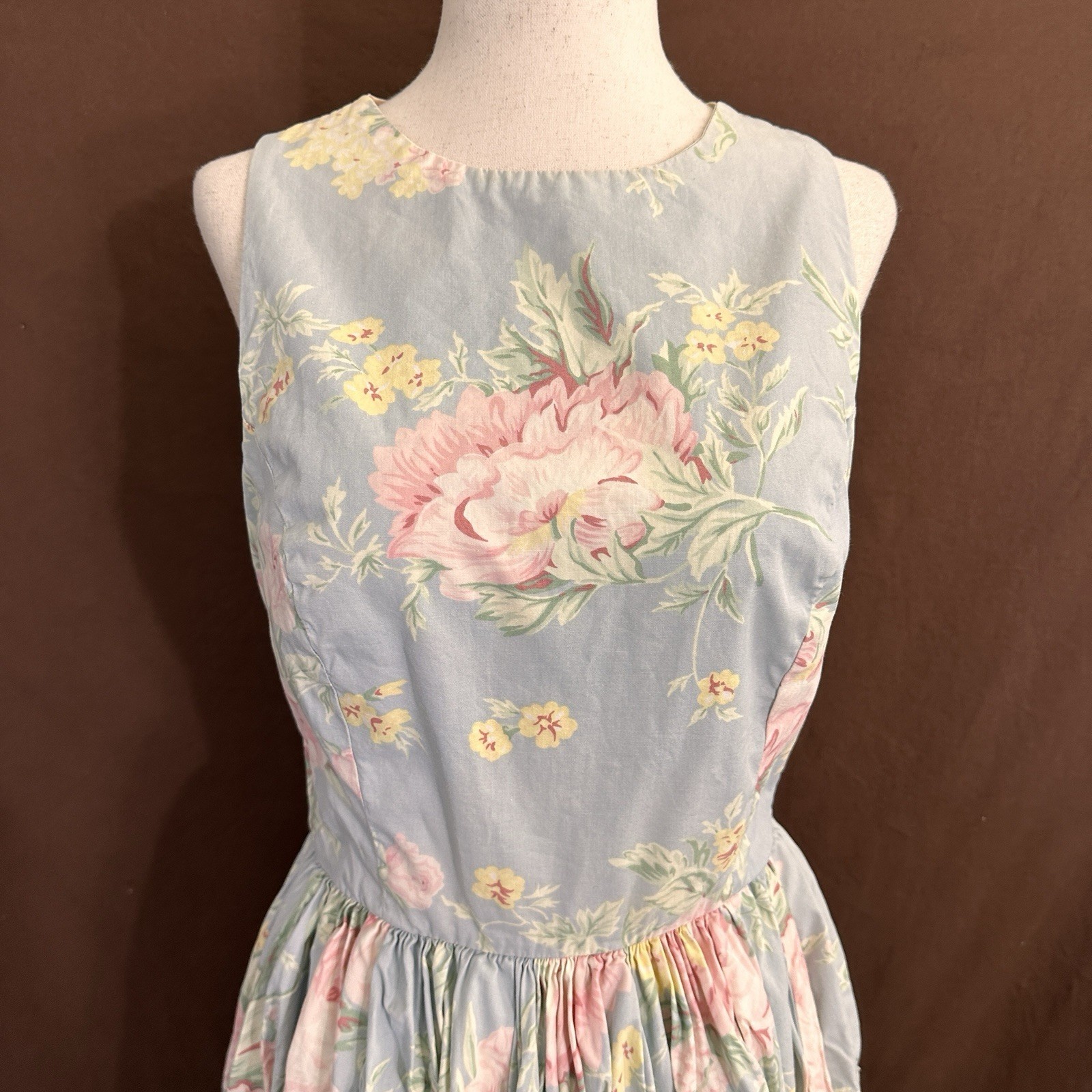 Vtg Banana Republic Sun Dress 4 Cotton Midi 70-80s Floral Garden Rose