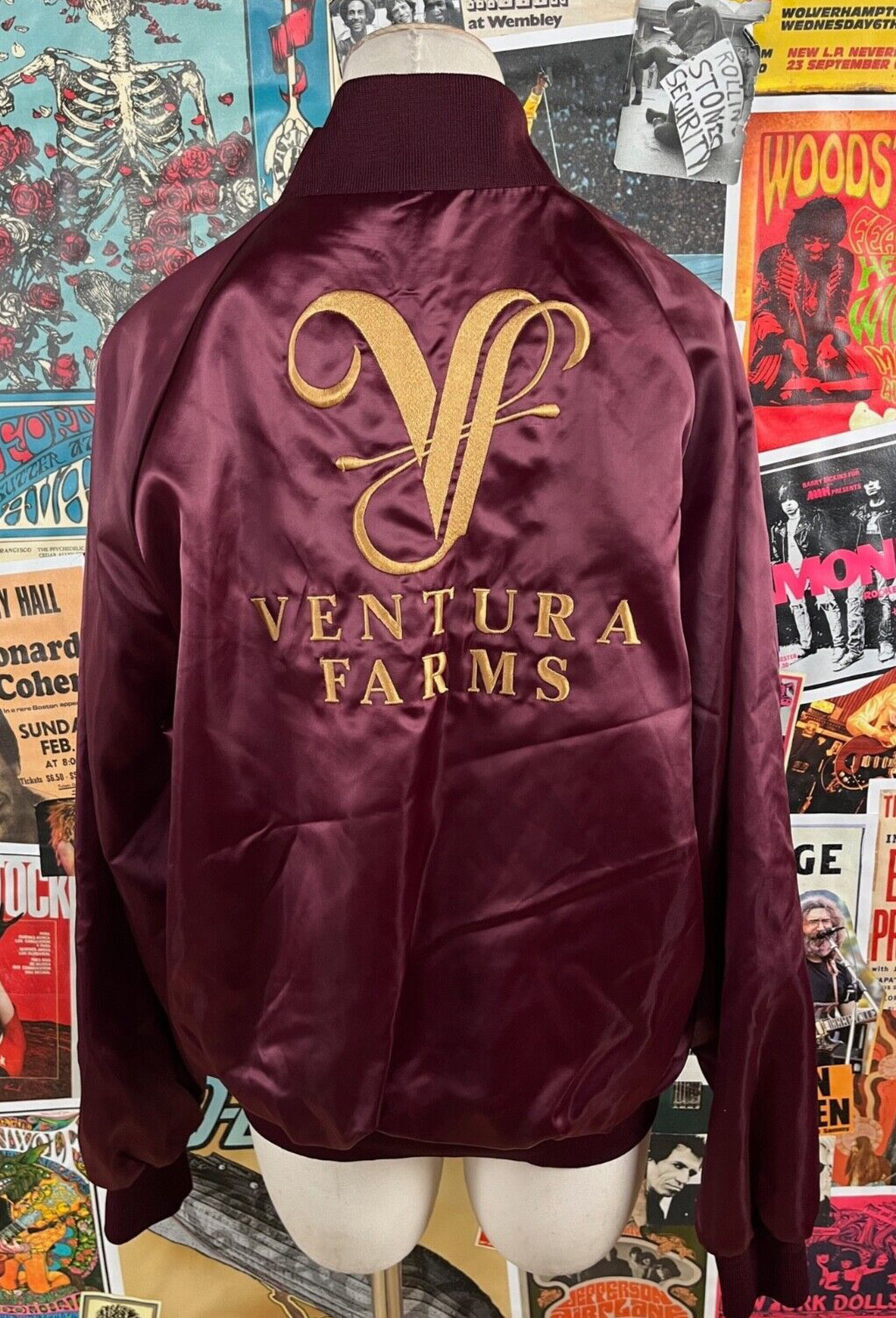 Vintage 80s Ventura Farms King Louie Satin Nylon Windbreaker Jacket Womens S/M