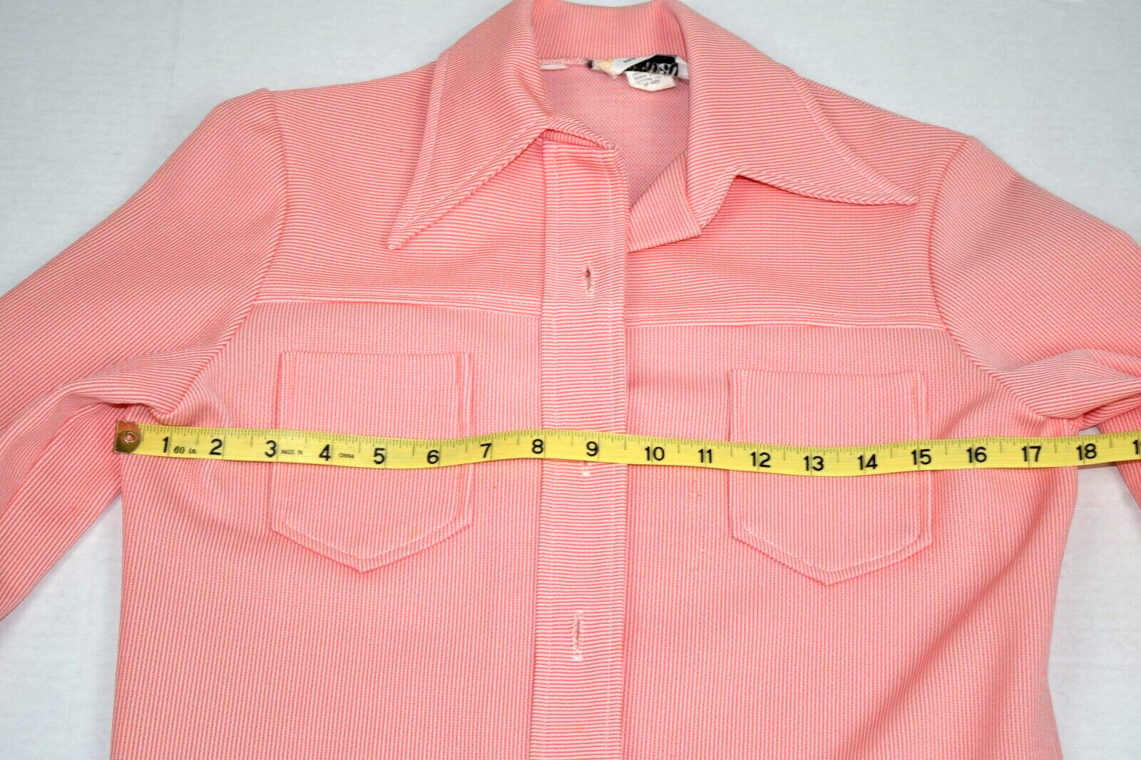 Vintage Top Pants Set Ecco Bay Size S/M 70s Red White Candy Stripe Poly Made USA