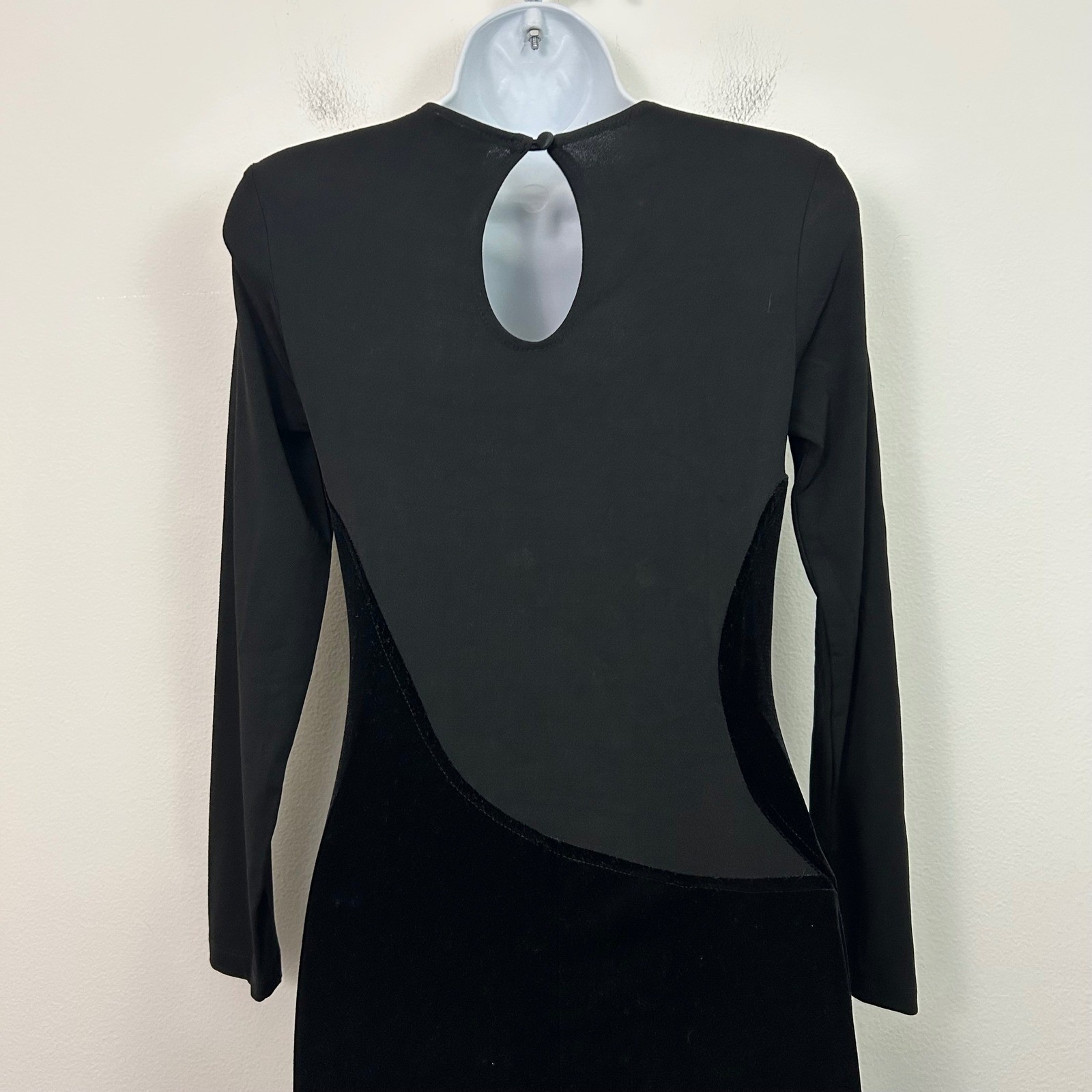Vintage Velvet Mesh Asymmetrical Maxi Black Dress Cocktail Peep Inc Size Small