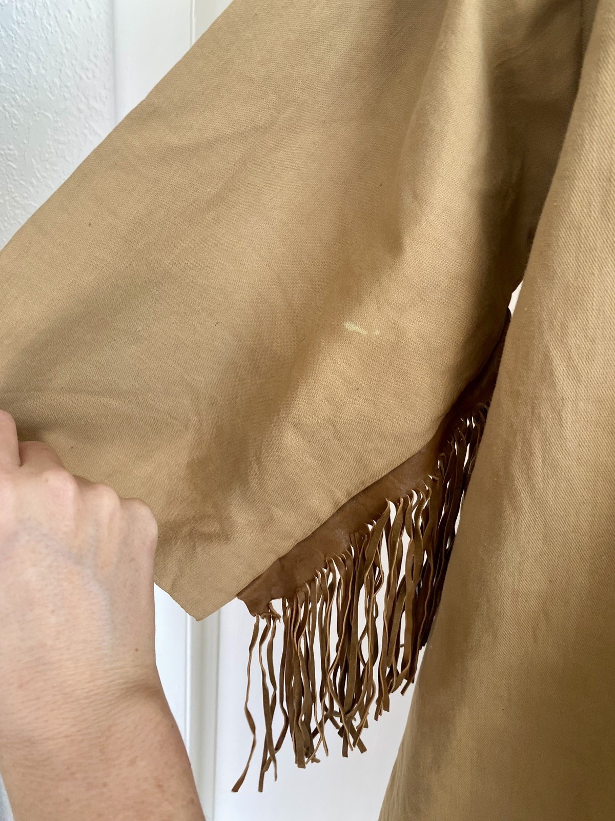 Vtg Western Fringe Tunic Dress With Leather Fringe Hippie Boho 70s – M