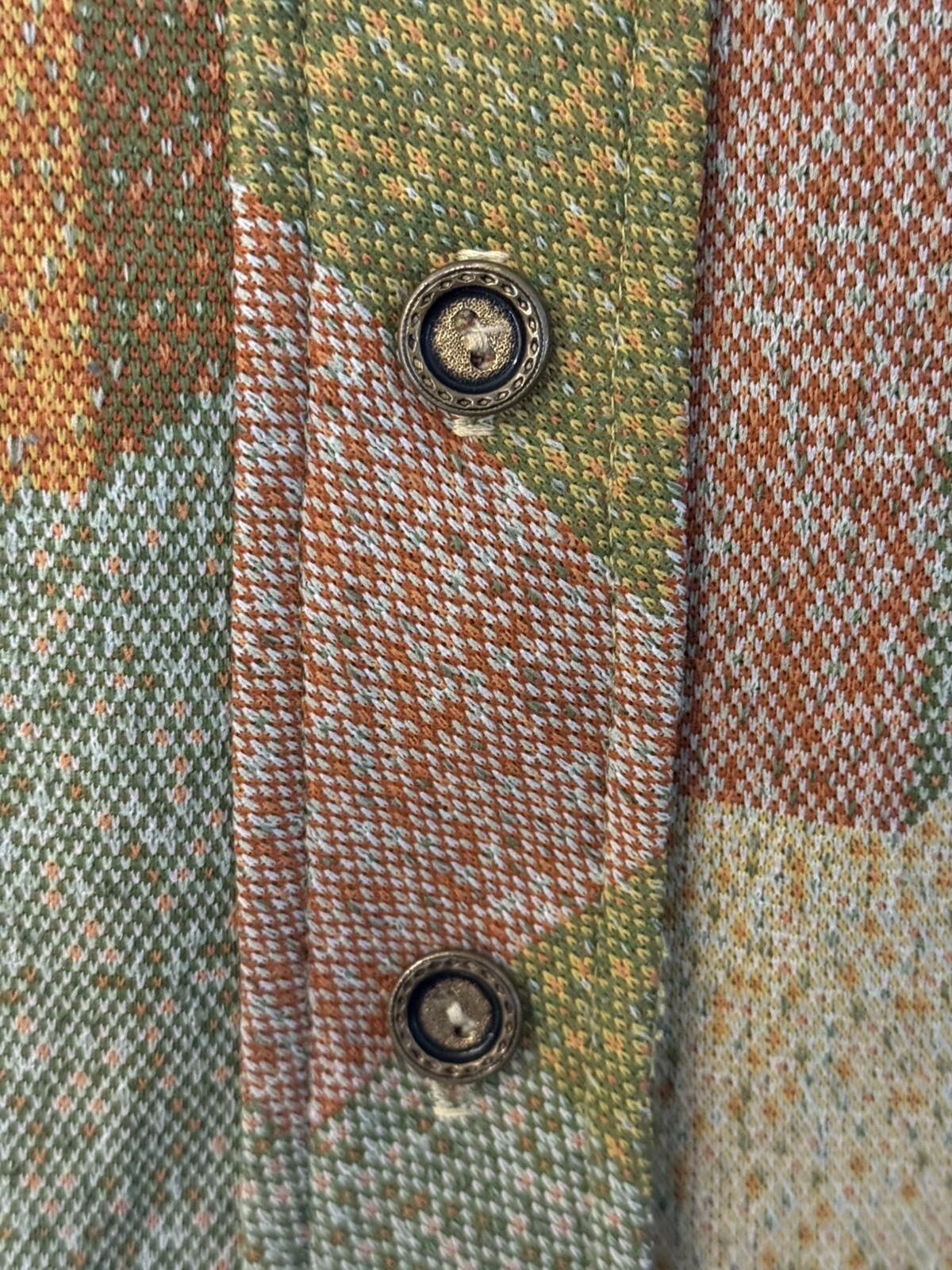 Vintage Marty Gutmacher Textured Encron Knit Fabric Button Up Shirt