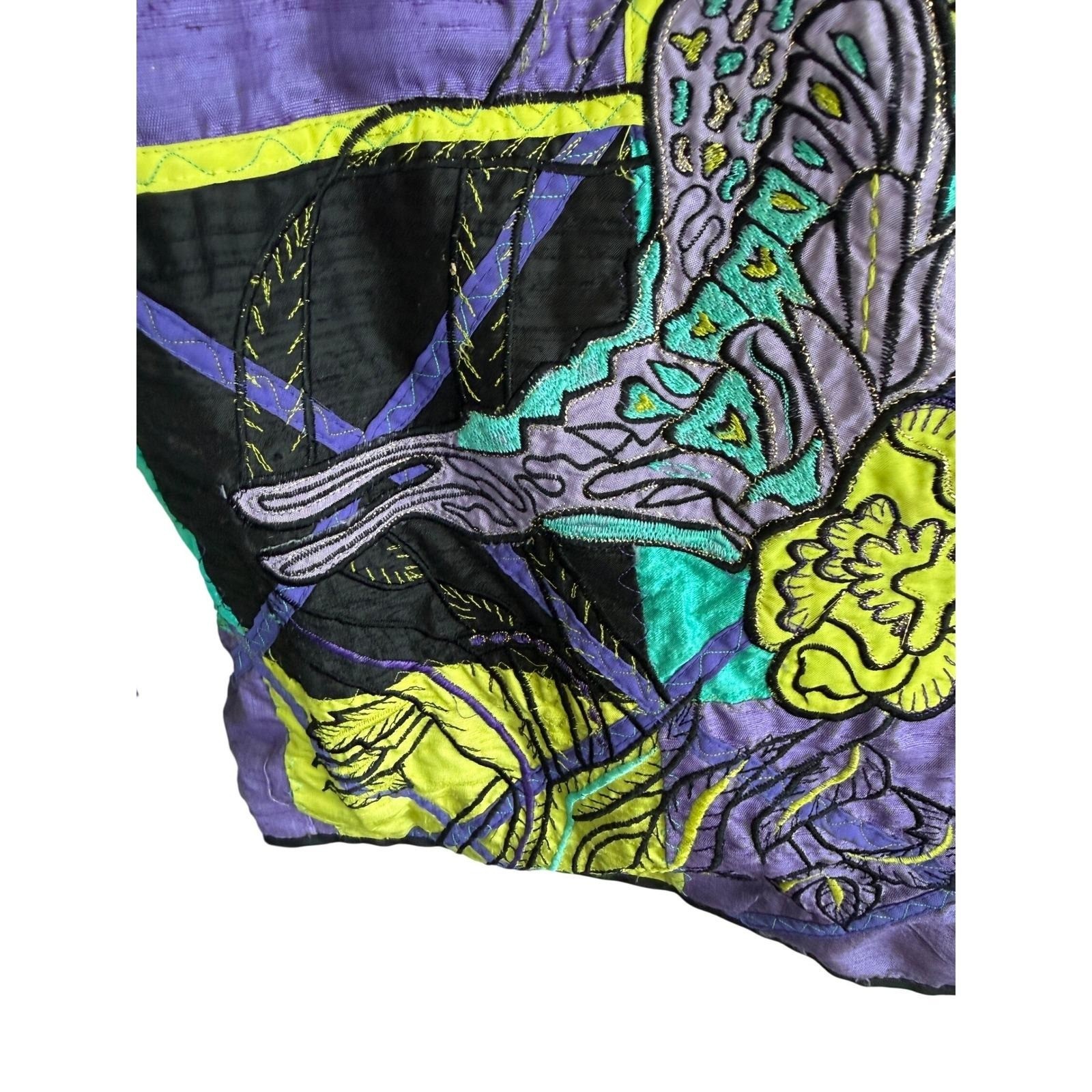VTG Maggie Barnes 100% Silk Art to Wear Jacket Embroidered Boho Ethnic