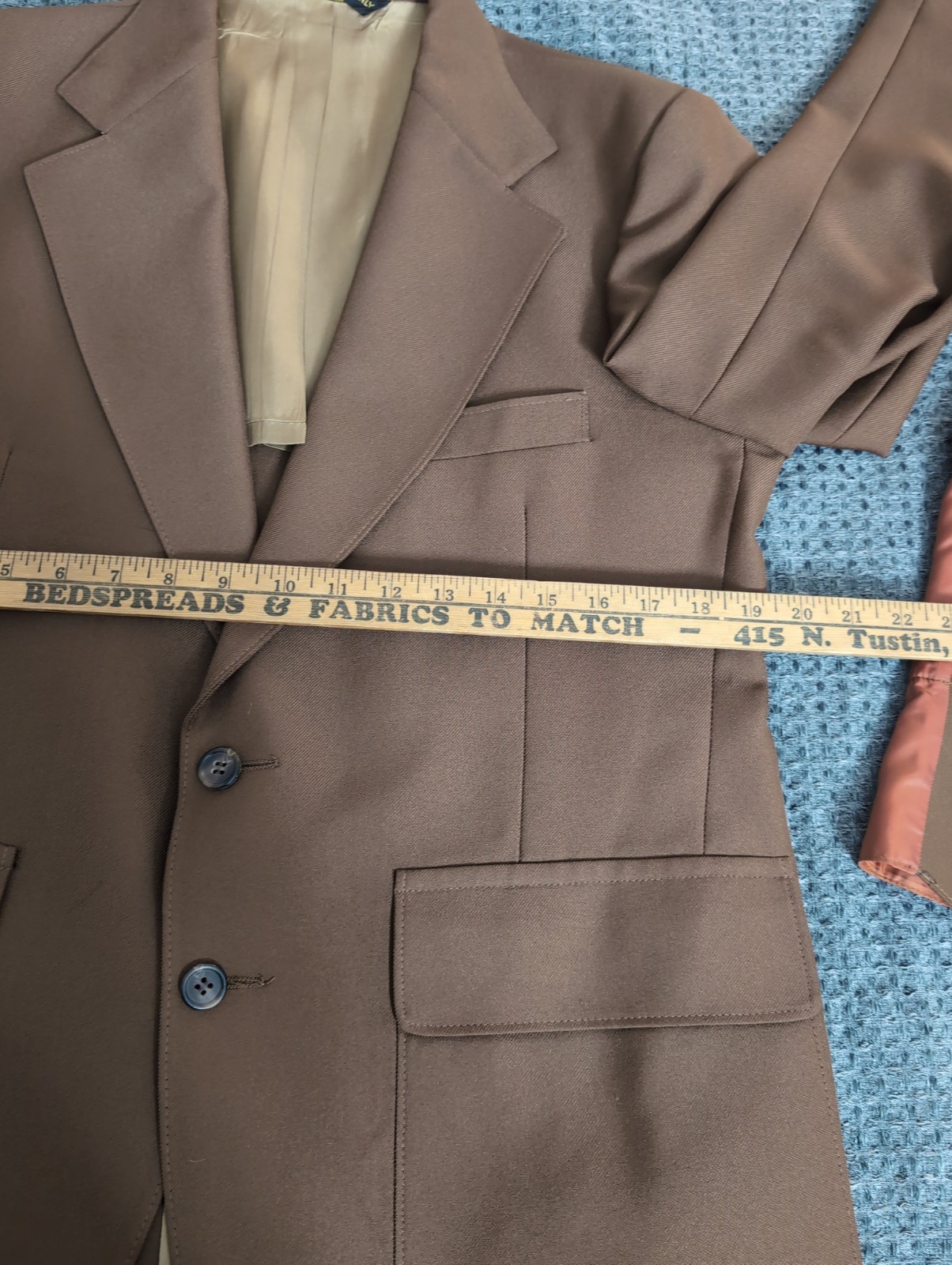 Vintage 1960’s Roberts Southern California 3-piece Suit Brown 40R /Pants 32×25.5