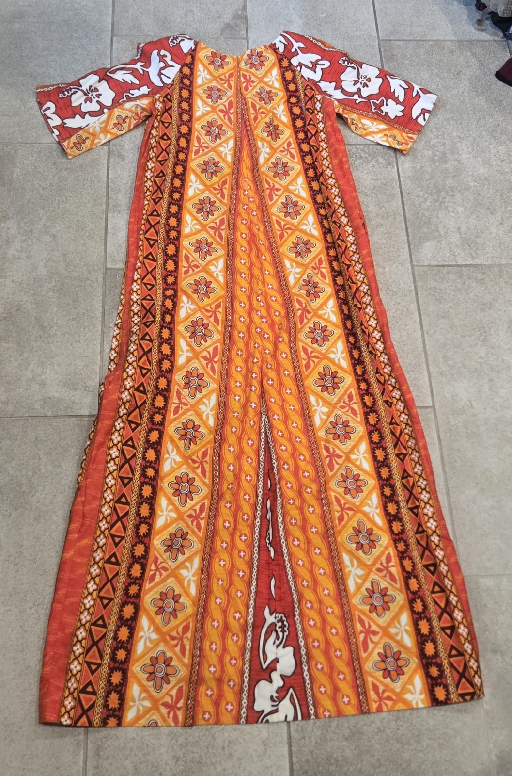 Vintage Kimo’s Polynesian Shop Dress made Hawaii Sz 12 Floral Maxi Tropical Tiki