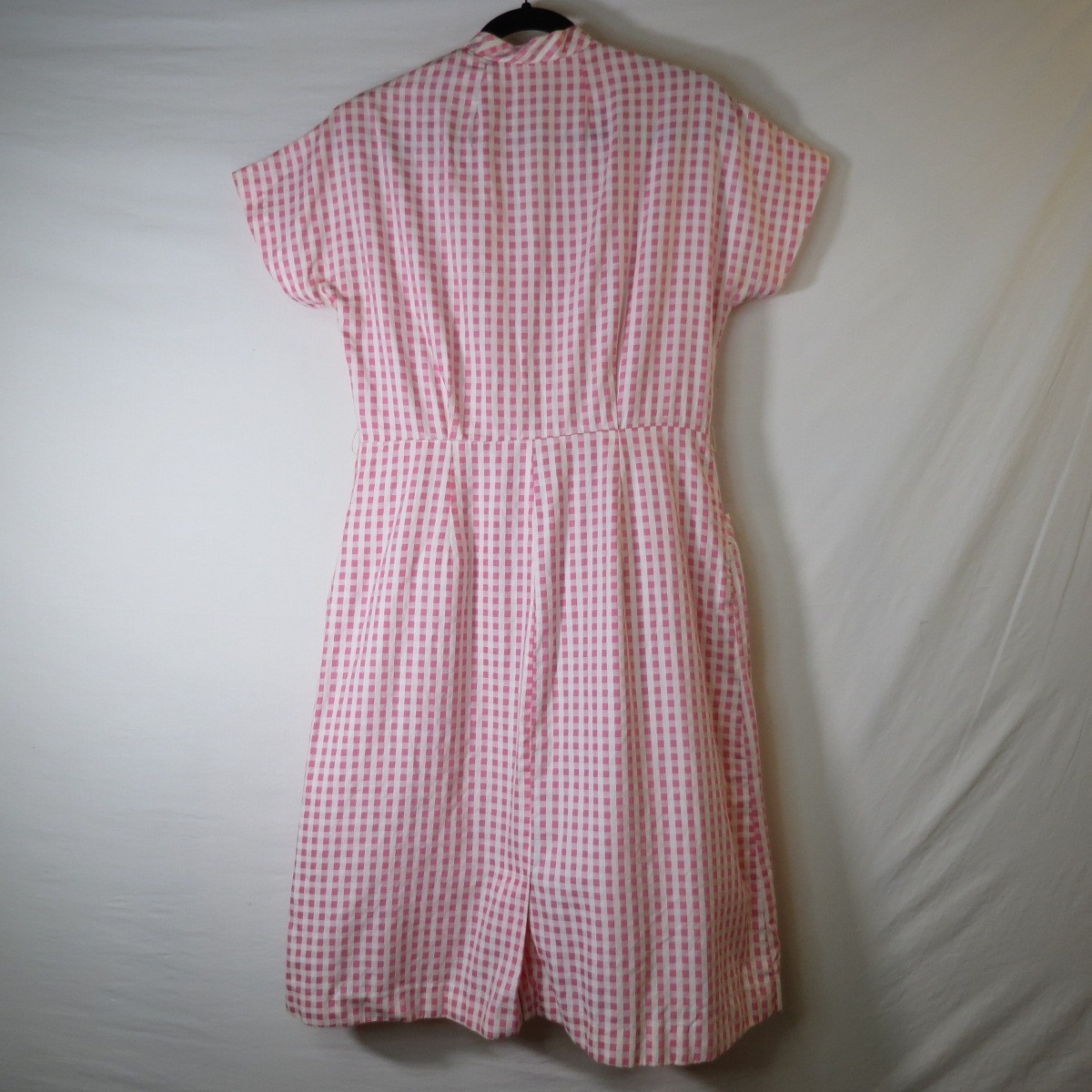 NO BELT VTG Betty Hartford Pink Gingham House Dress Rockabilly 50s A-Line READ
