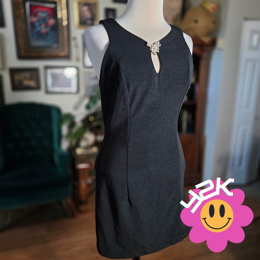 Vintage Y2K Dave & Johnny Vintage Black Mini Dress Keyhole Back Cutout