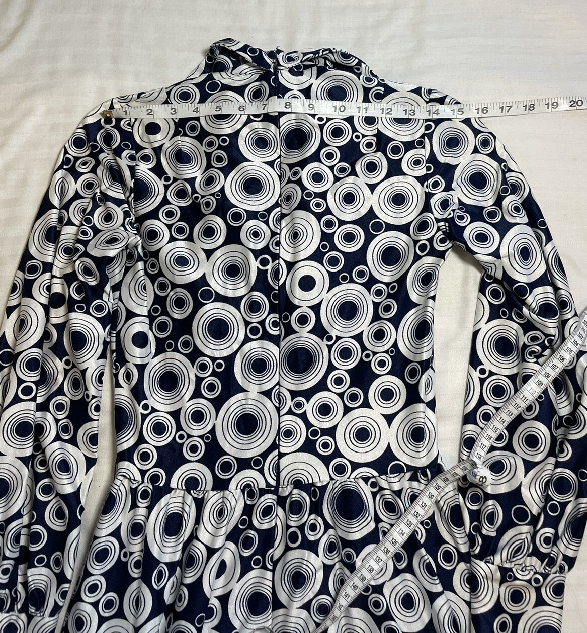 Vintage Women’s Robert David Morton Blue White Polka Dot Mod Midi Dress – Small