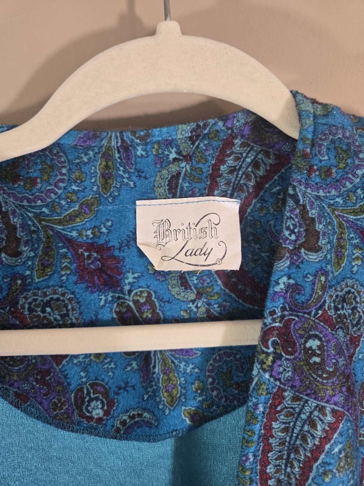 Vtg Women’s British Lady Blue Paisley Vest Sz L Hippie 70s
