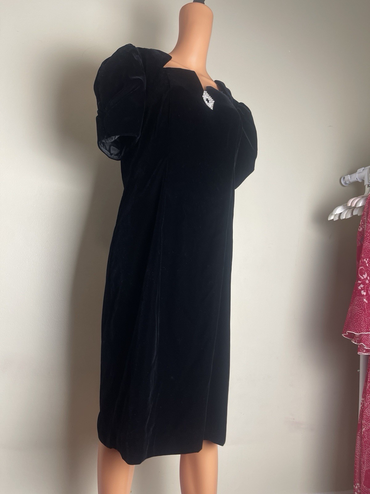 Vintage 80s Cachet Bari Protas Black Velvet Cocktail Evening Dress Size 11/12
