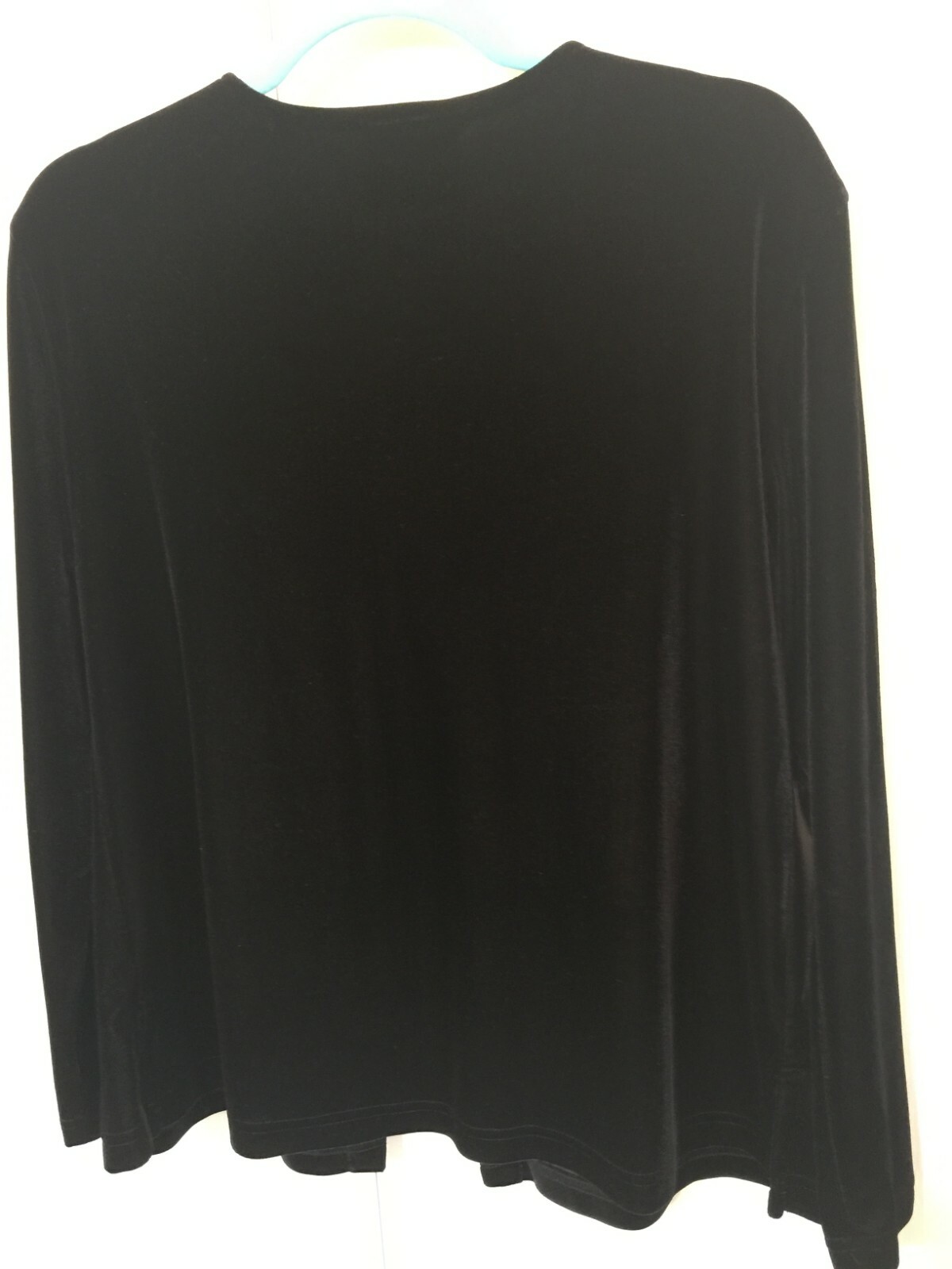 Vintage Dressing Clio black velvet stretchy one button jacket size small lg slev