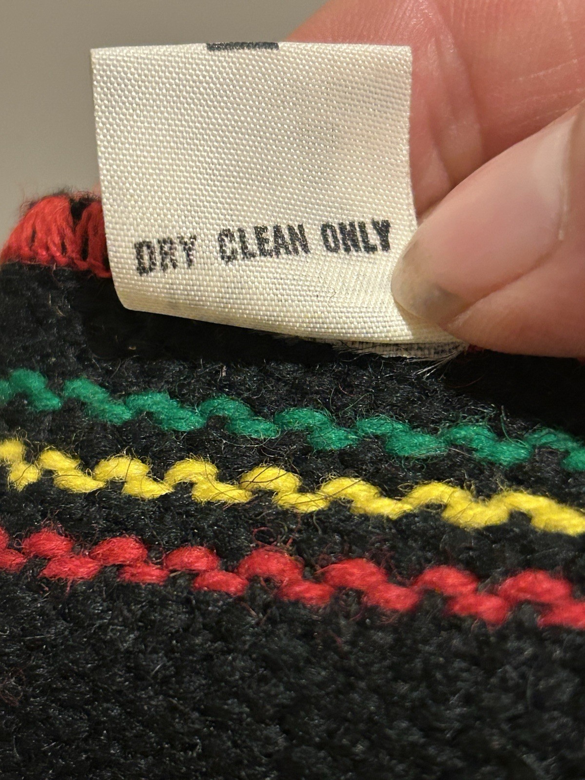 VTG Handmade Wool Blend Argentinian Poncho Vest One Size Black Green Red Yellow