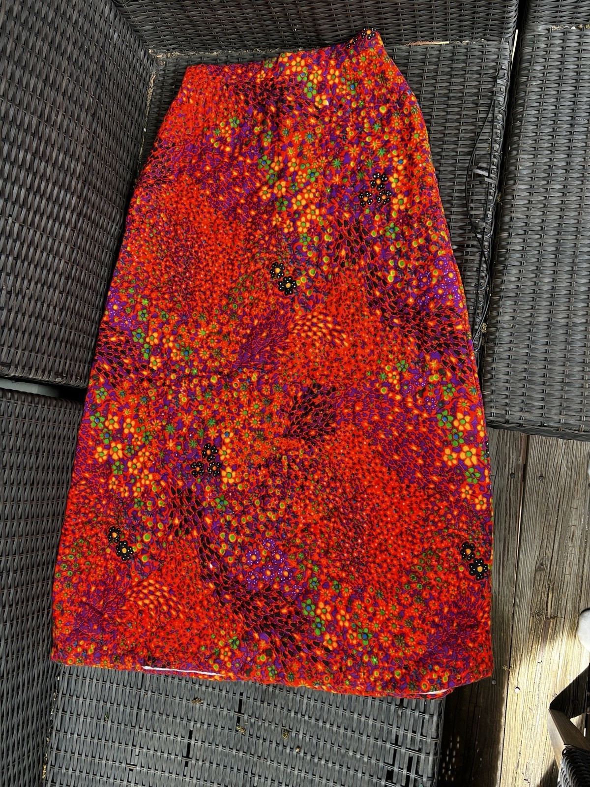 Mr B’s Vintage 1970’s 60s Flower Power Quilted Skirt Size M Red Mod