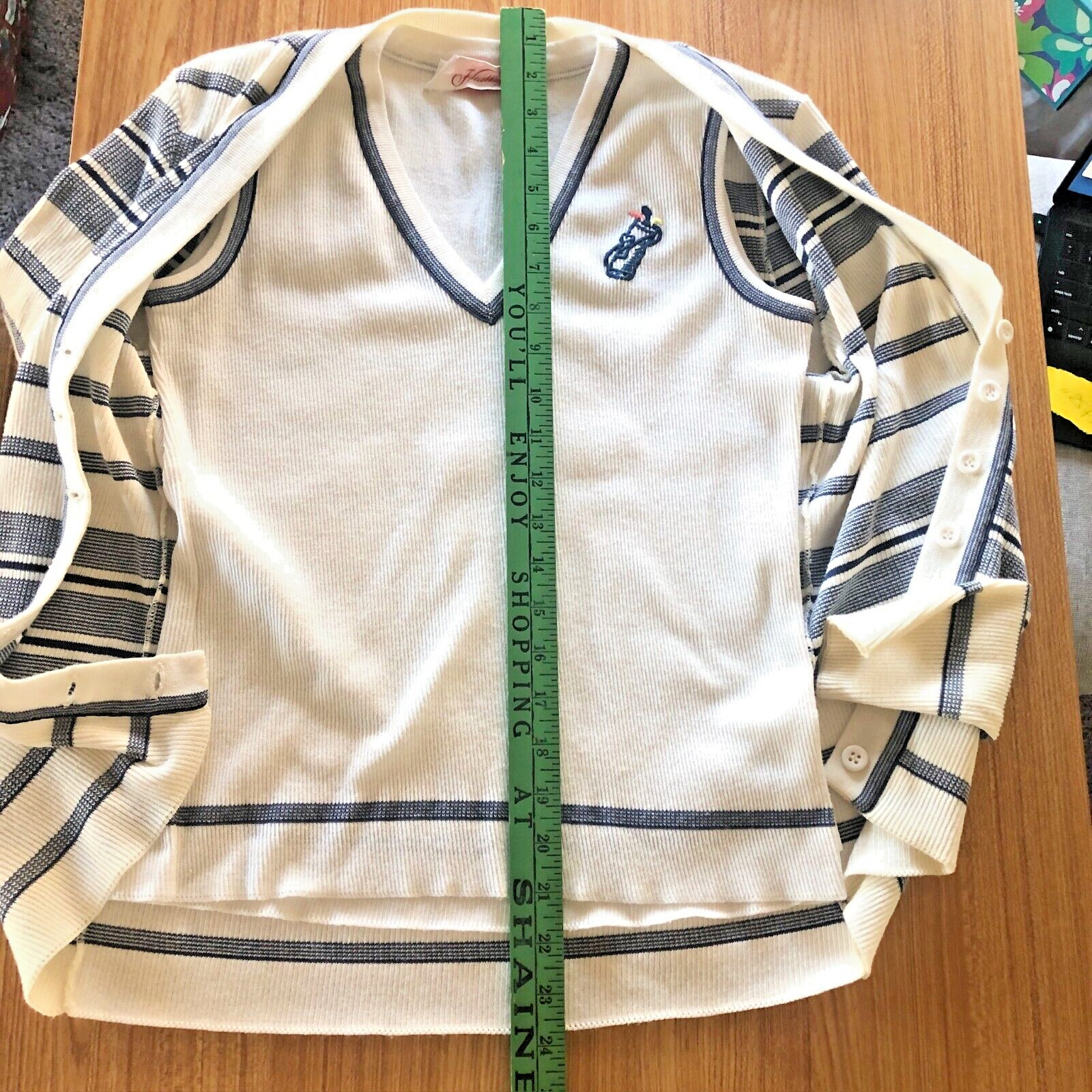 VTG Hadley Sweater Set 2pc Golf Breton Cardigan Sz 10 Country Club Quiet Luxury