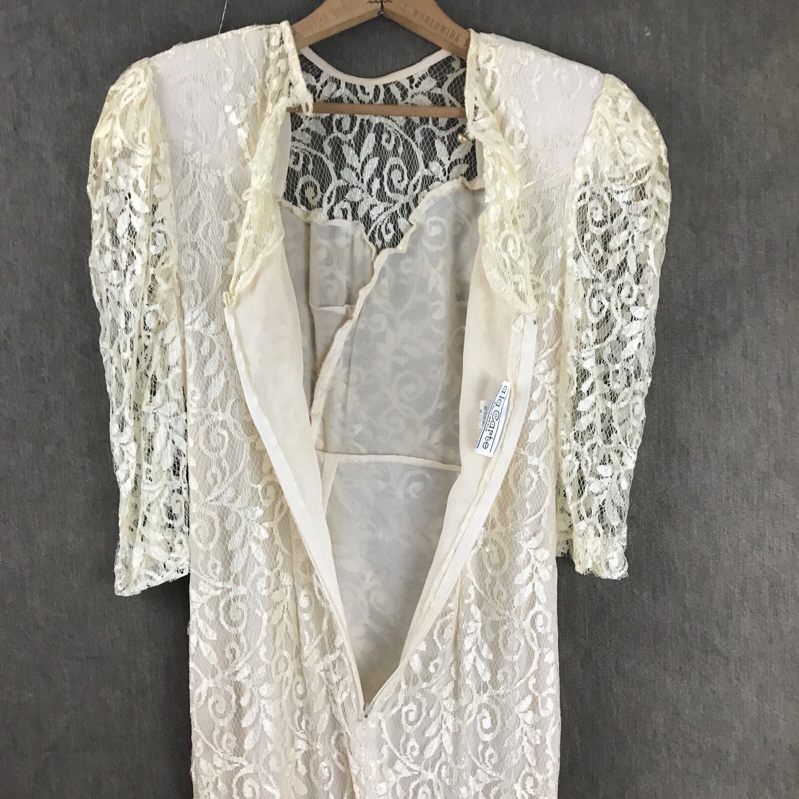 VTG Ala Carte California 80s Cream Color Lace Party Prom Wedding Dress Size 7/8