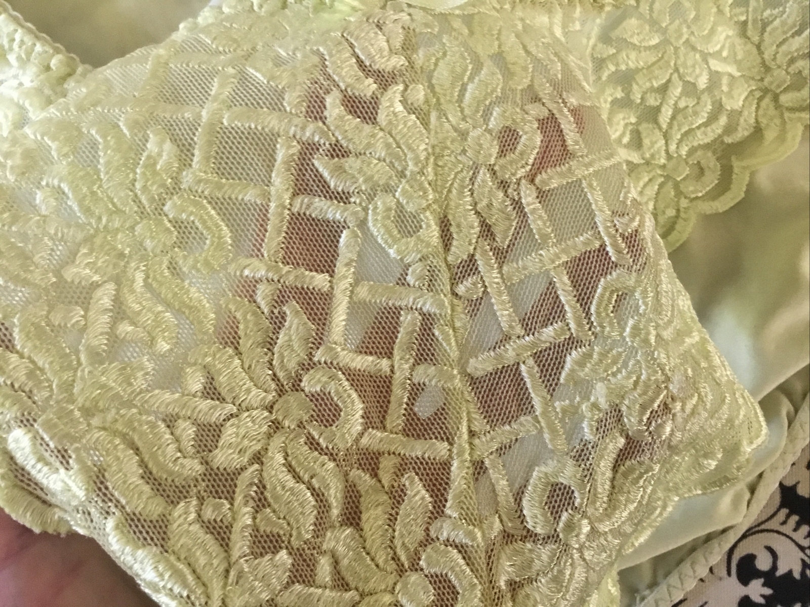 Vintage Lemon/Lime Yellow Lace Second Skin High Cut Leg Panties XL Nylon