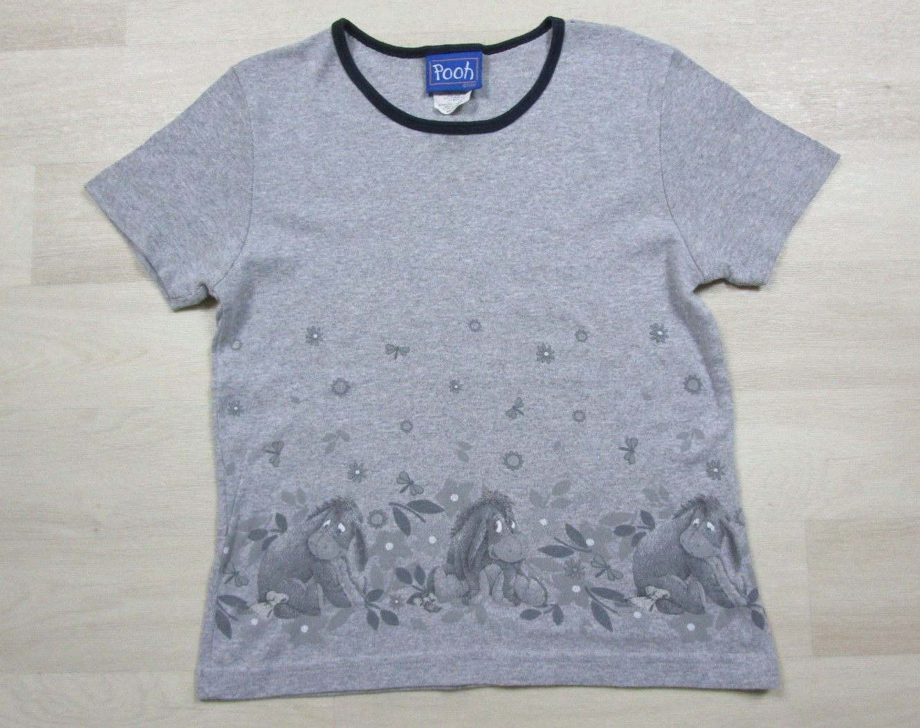 Vintage Y2K Eeyore AOP Babydoll T-Shirt (L) Winnie the Pooh Disney Baby Tee
