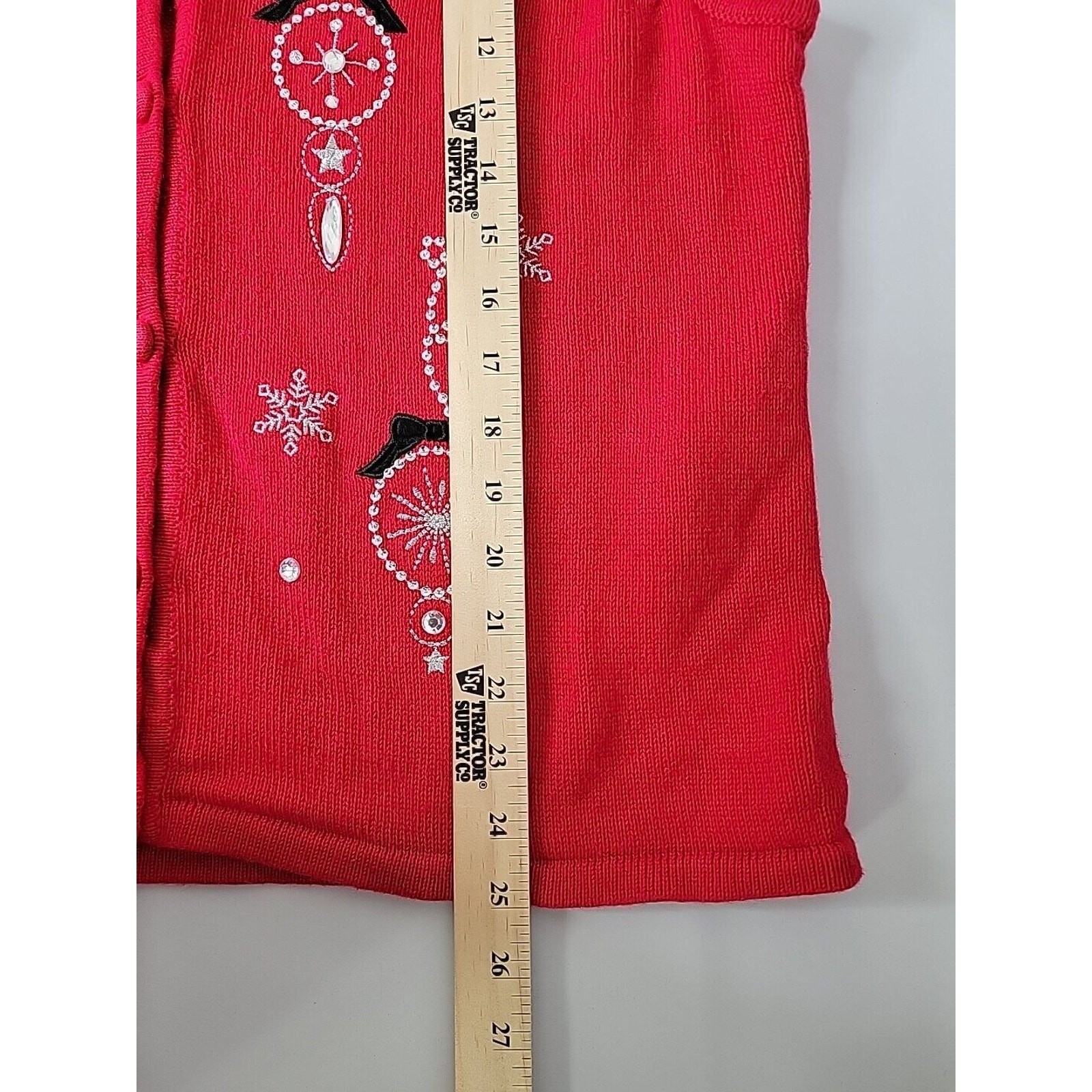 Merry & Bright Sequin Rhinestone Ornaments Christmas Holiday Sweater Vest Sz L